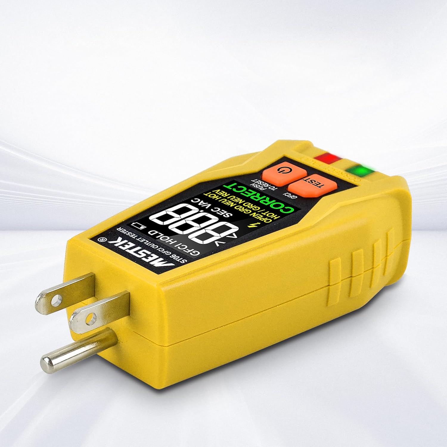 MESTEK GFCI Outlet Tester, Electrical Receptacle Tester with LCD Color Display, Digital Plug Tester Outlet Checker for Standard 3 Prong 120V Electrical Receptacles, CAT II 135V Safety Rating - Image 8