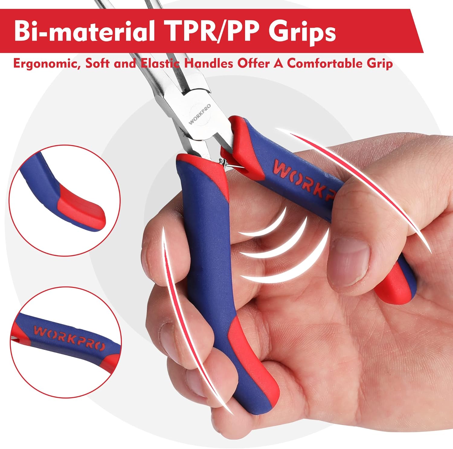 WORKPRO 2-Piece 6" Mini Needle Nose Pliers Set, Long Nose Pliers, Bent Nose Pliers with Comfort Grip Handles, Jewelry Pliers For Wire Wrapping, Handmade Craft, Jewelry Making Supplies - Image 5