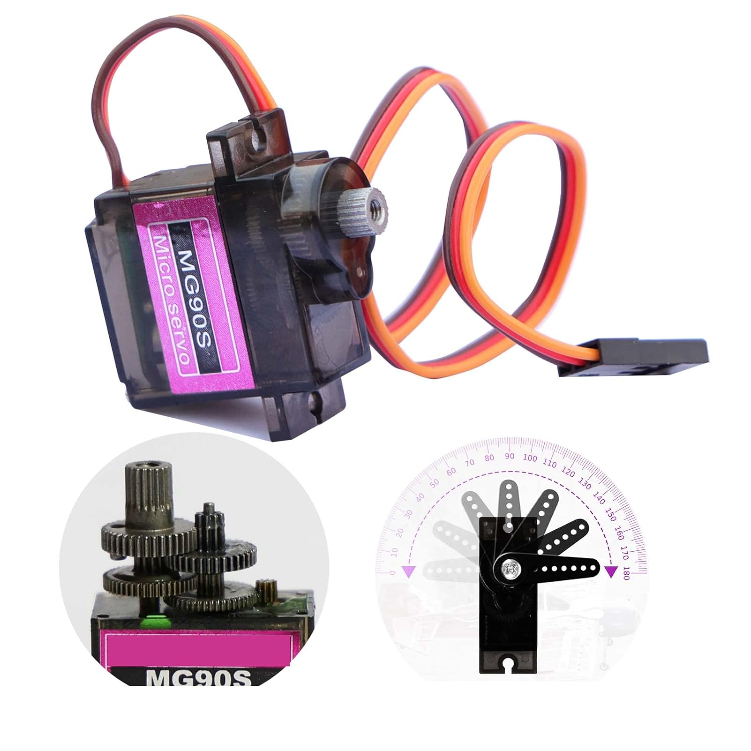 BETU MG90s Micro Servo, 2PCS 9G Servo Motor for Smart Robot/Project Car/Helicopter Airplane/Boat (Control Angle 180) - Image 4