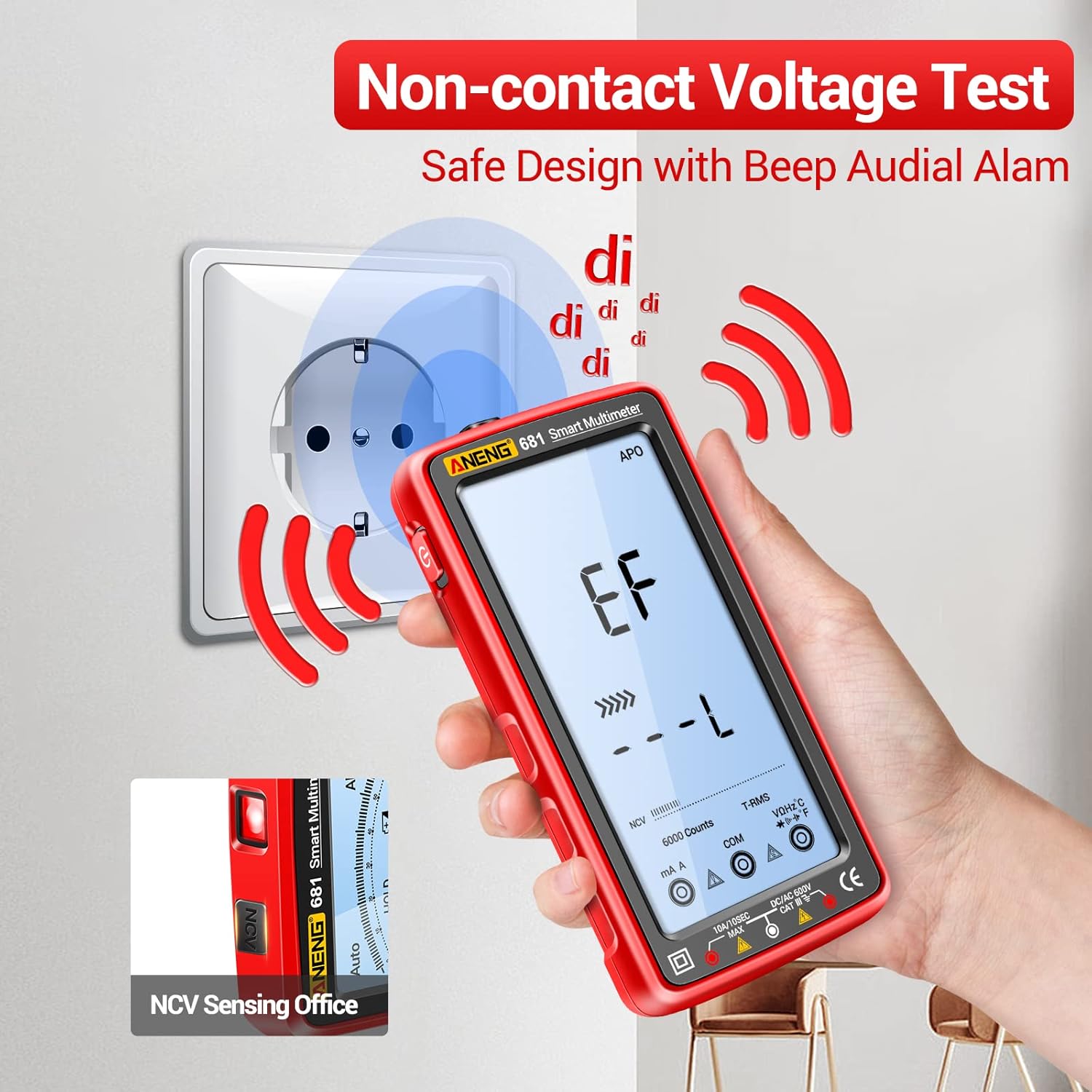 ANENG Digital Multimeter Tester Auto-Ranging TRMS 6000 Counts Voltmeter Smart Rechargeable Meter Measures AC/DC Current,NCV,Voltage,Ohm,Amp,Resistance,Diodes,Countinuity,Capacitance,Temperature - Image 4