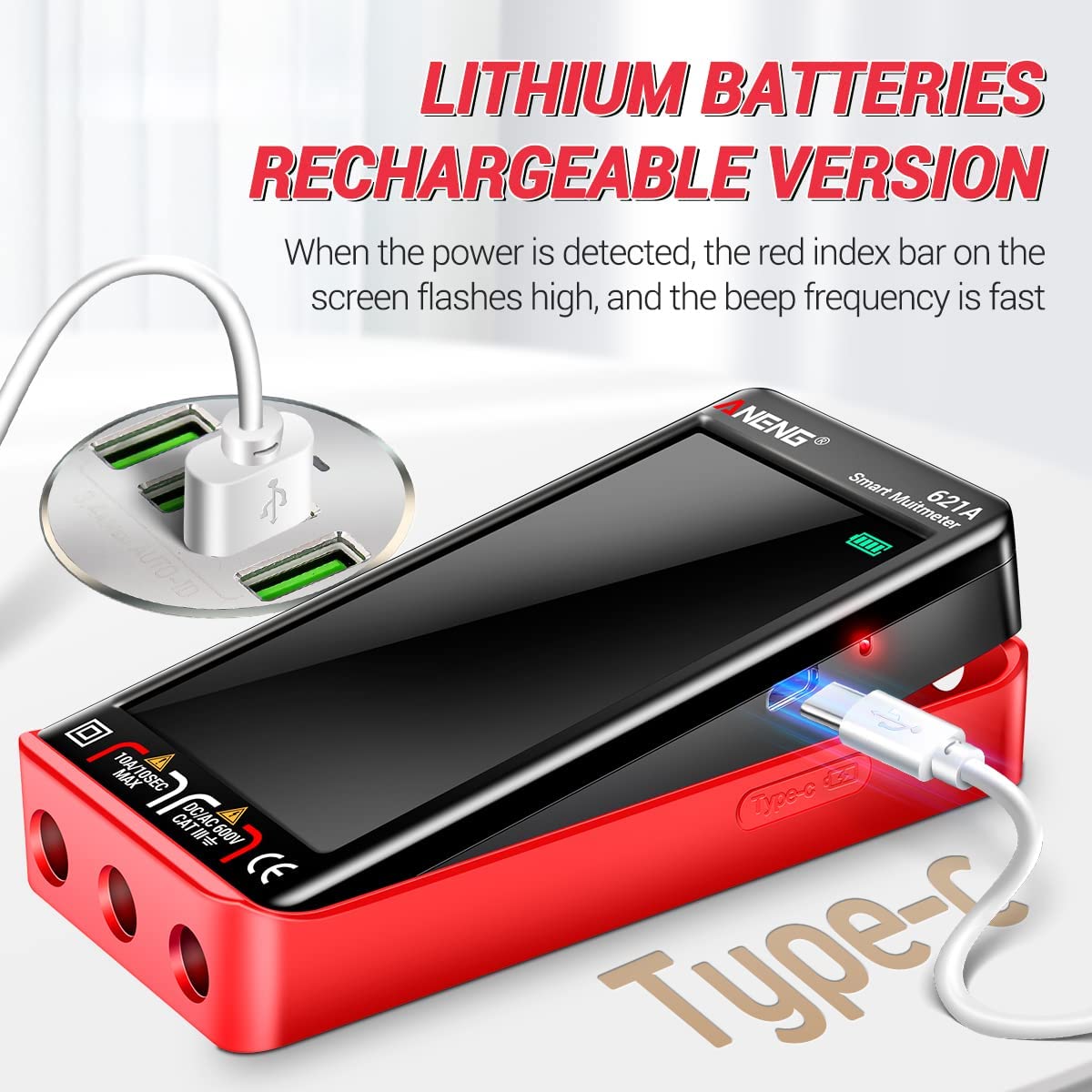 ANENG Digital Multimeter Tester Smart Touch TRMS Auto-Ranging 9999Counts Rechargeable anti-burning Ohm Amp VoltMeter With NCV,DC/AC Current,Voltage,Resistance Diodes,Continuity,Capacitance,Temperature - Image 6