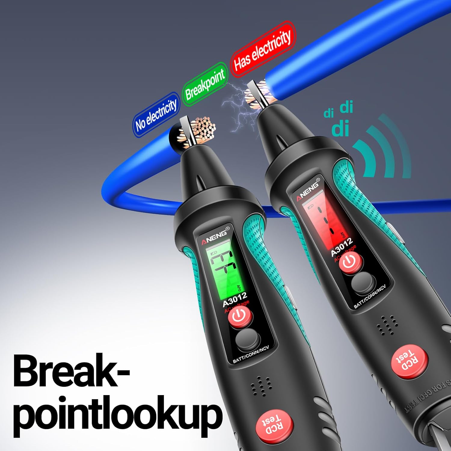 ANENG Non Contact Voltage Tester&Outlet Tester Receptacle Detector with Voltage LCD Display,Power Socket Checker Automatic Circuit Tester Polarity Voltage Test Wall Plug Electrical Tools - Image 5