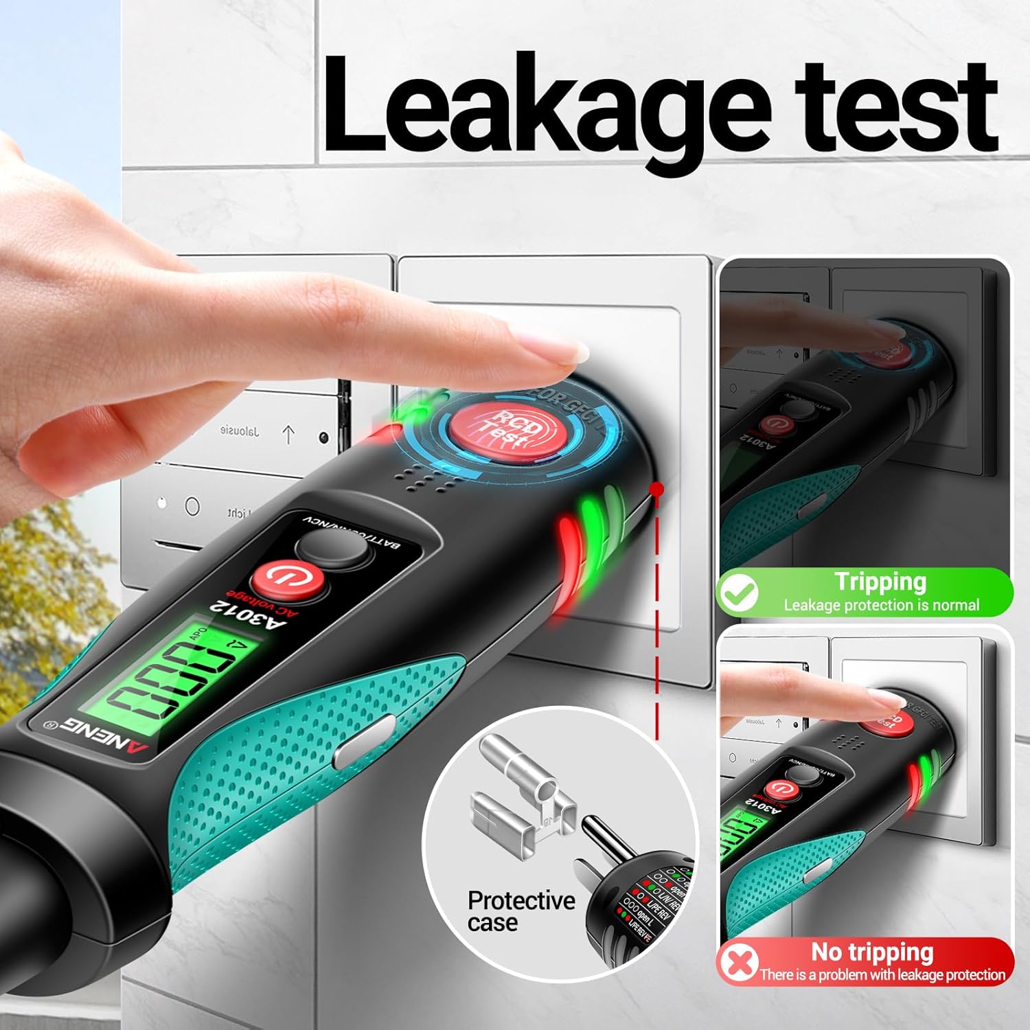 ANENG Non Contact Voltage Tester&Outlet Tester Receptacle Detector with Voltage LCD Display,Power Socket Checker Automatic Circuit Tester Polarity Voltage Test Wall Plug Electrical Tools - Image 4