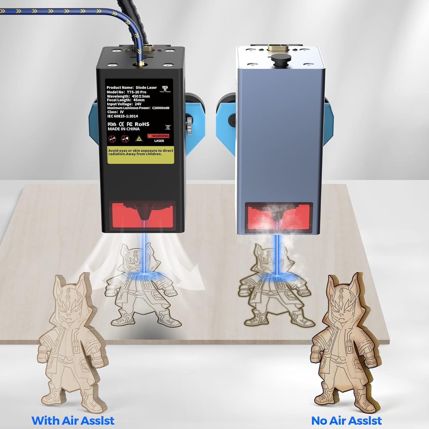 TTS-20 PRO 20000mW Laser Engraver Machine Laser Cutter Laser Cutting Engraving Tool Engraving Machine for Acrylic Wood Metal Aluminum Glass Leather 95% Pre-Installed - Image 3