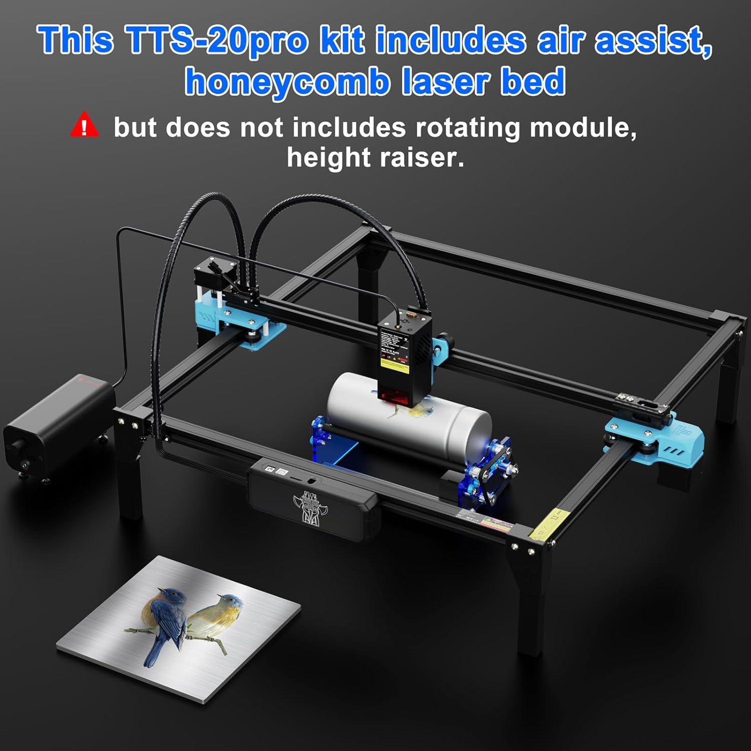 TTS-20 PRO 20000mW Laser Engraver Machine Laser Cutter Laser Cutting Engraving Tool Engraving Machine for Acrylic Wood Metal Aluminum Glass Leather 95% Pre-Installed - Image 4