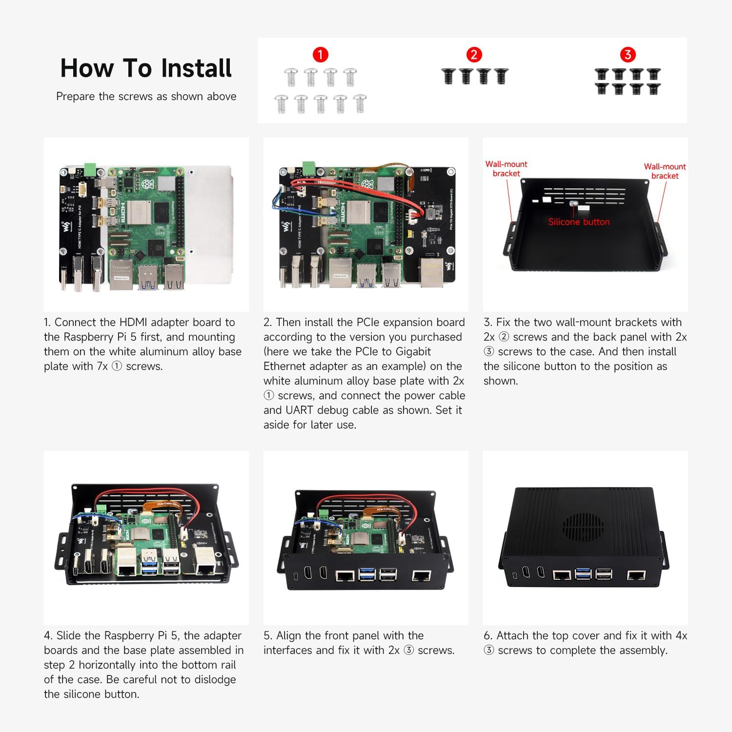 waveshare M.2 NVME PCIE Case for Raspberry Pi 5, with 2X HDMI Ports, Support 2X 4K Video Output/Efficient Cooling, Aluminum Alloy Case, with PCIe to M.2 Board, Support PCIe Extending to M.2 Interface - Image 7