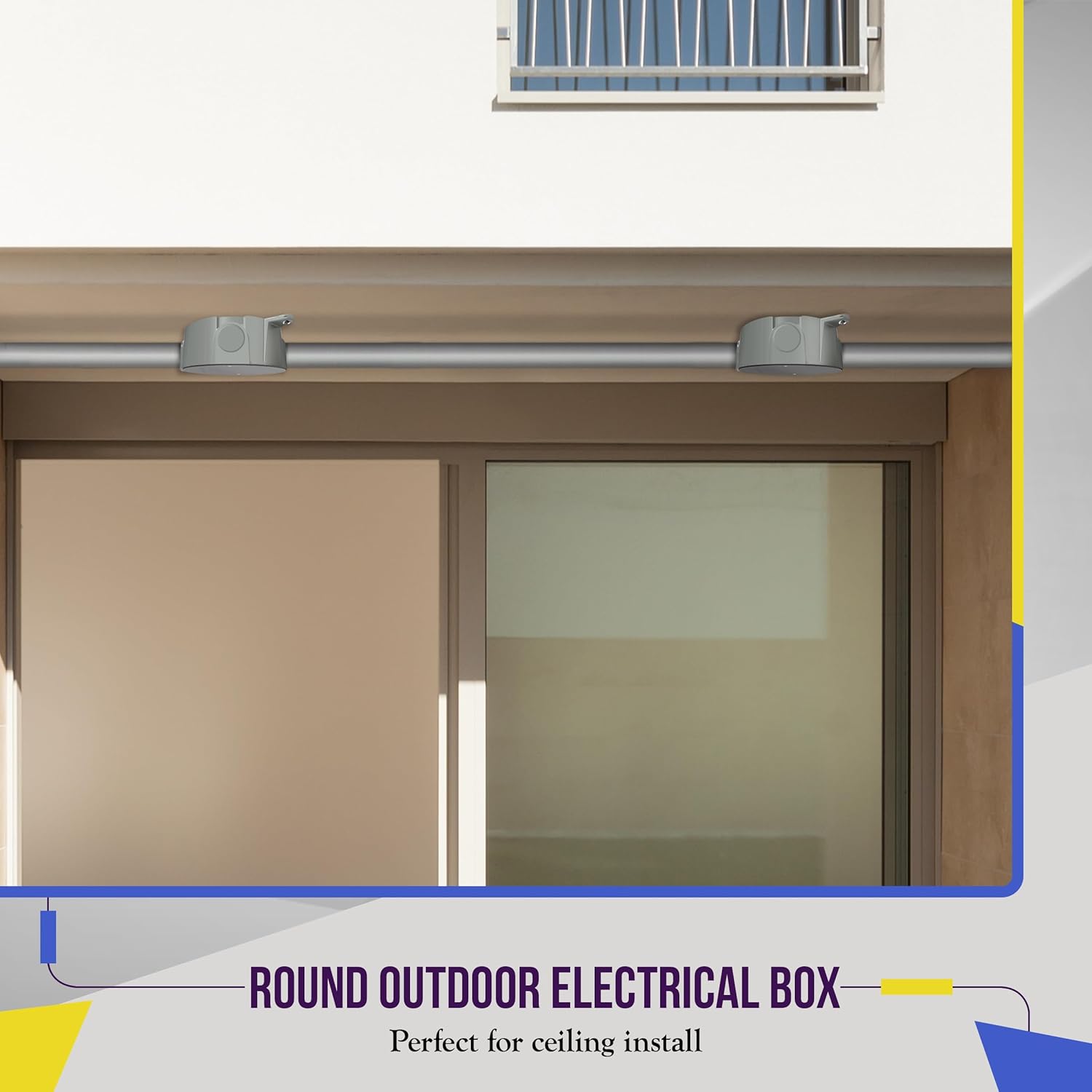 ENERLITES 4” Diameter Round Weatherproof Outlet Box with Five 3/4-in Threaded Outlets, Round Outdoor Electrical Box, 5 Holes 0.75” Each, 2-Gang, 5.4” Height x 4.05” Length x 1.57” Depth, EN4575 Grey - Image 7