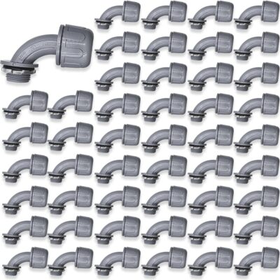 48 Pcs 1/2 Inch Liquid Tight Connector PVC Electrical Conduit Fittings Non-Metallic Connector 90 Degree Flexible Conduit Connector for Home Bathroom Kitchen Pipe