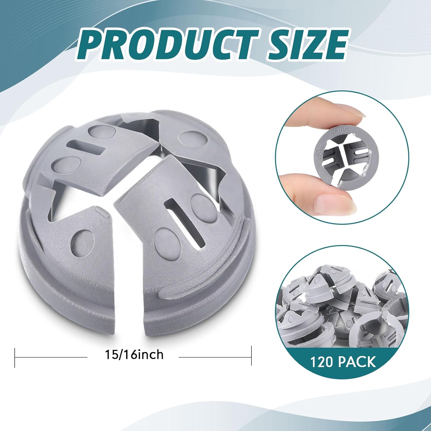 Sintuff 120 Pcs 3/8 In. - 1/2 In. Non Metallic Button Push-in Bulk Connector Gray NM Cable Connector Electrical Conduit Fittings Fits for 1/2 Inch Knockouts - Image 2