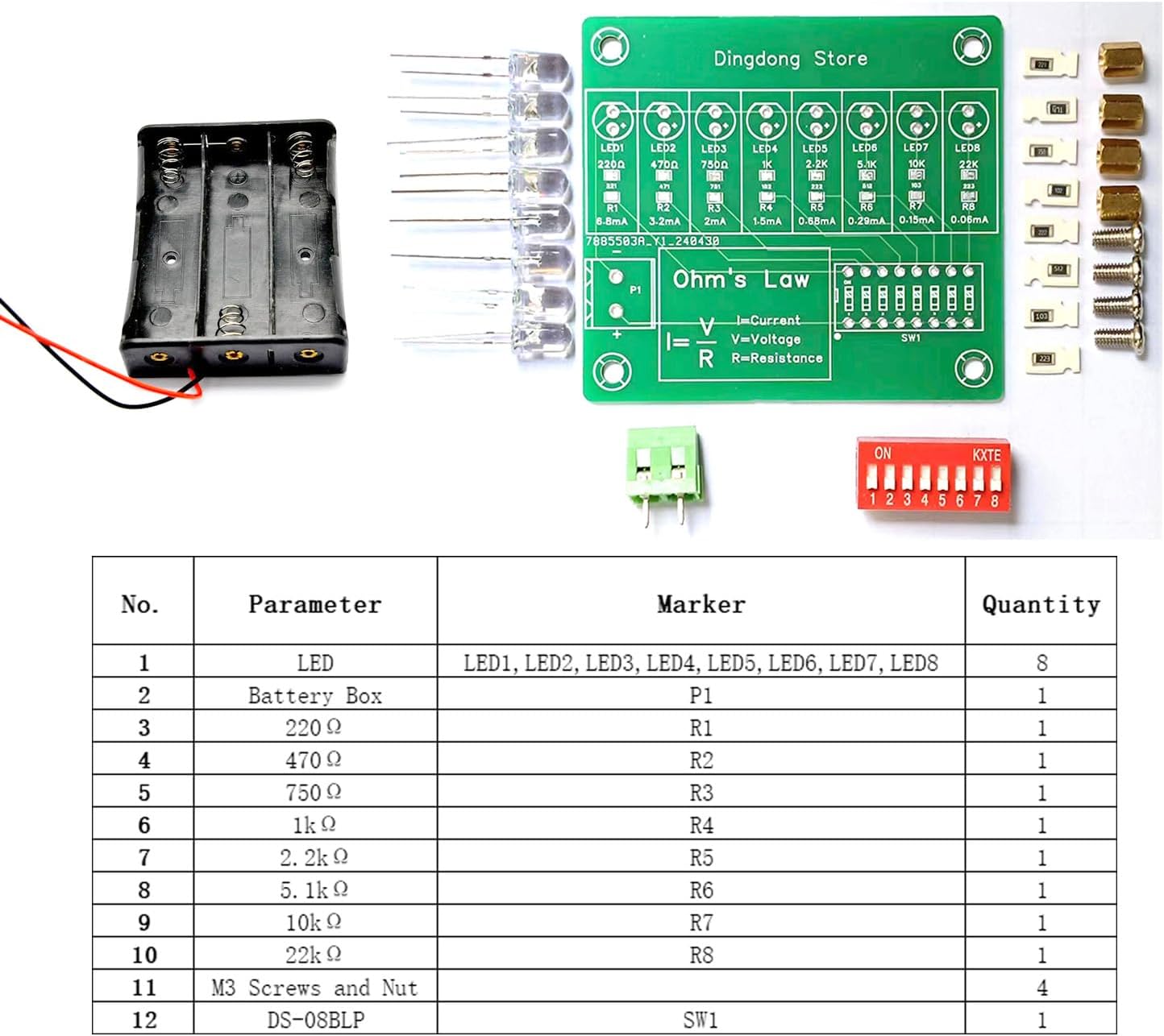 Soldering Practice Kit Experimental Kit for Current and Resistance Relationship Soldering Project Kit Experimental Equipment for SMD Resistors - Image 3