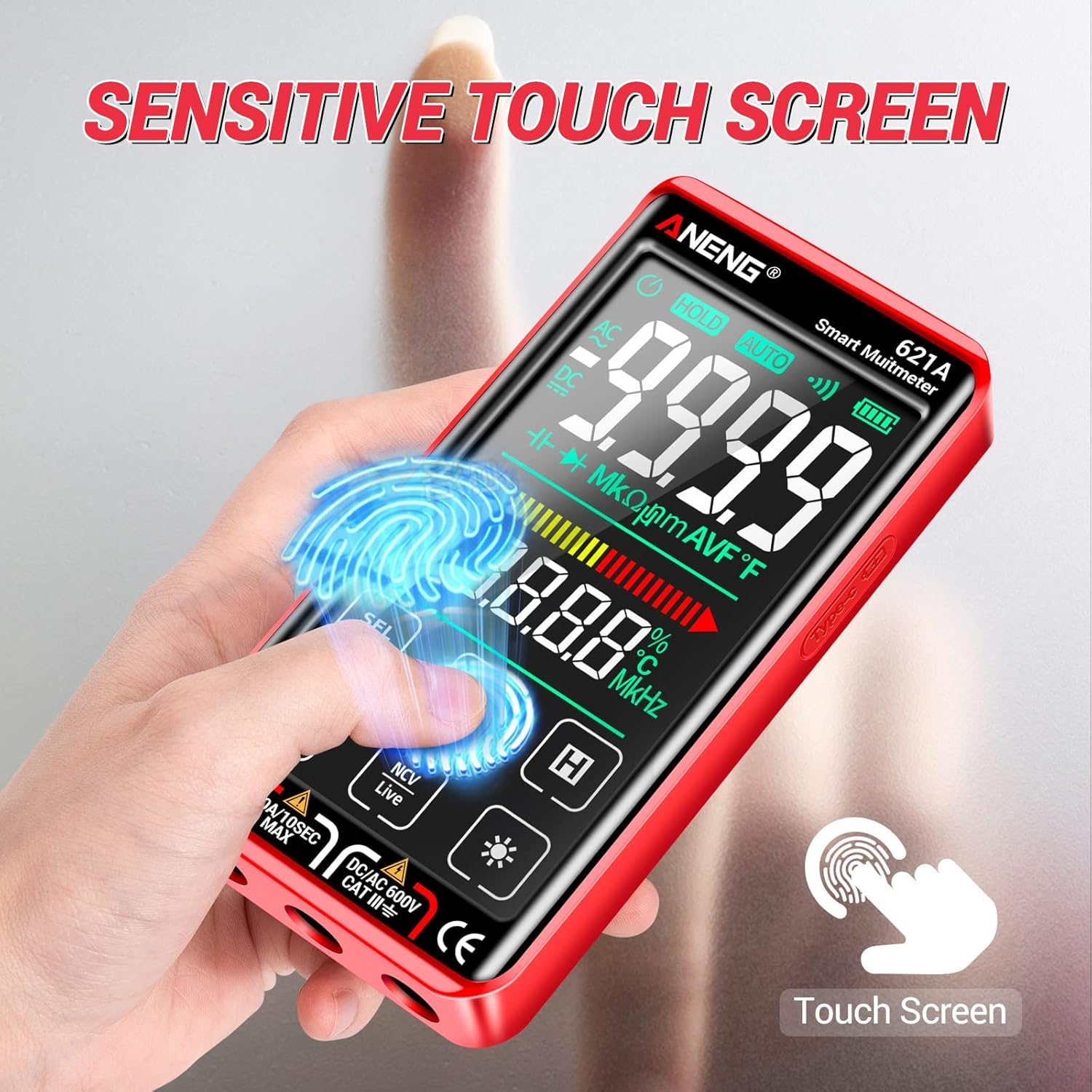 ANENG Digital Multimeter Tester Smart Touch TRMS Auto-Ranging 9999Counts Rechargeable anti-burning Ohm Amp VoltMeter With NCV,DC/AC Current,Voltage,Resistance Diodes,Continuity,Capacitance,Temperature - Image 3