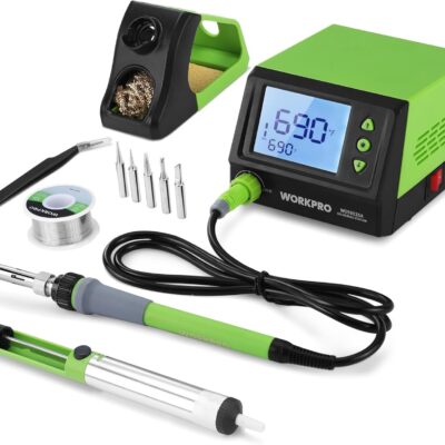 WORKPRO Soldering Station, 60W Soldering Iron Kit with Digital Display and 5 Extra Iron Tips, Precision Temperature Control Solder Station for Electronic Repair, DIY Enthusiasts and Jewelry Makers