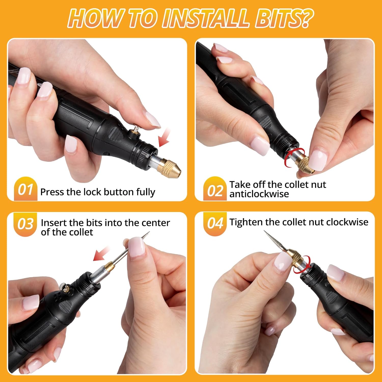 HTVRONT Customizer Engraving Pen Kit - 64 Pcs USB Rechargeable Engraver Pen, Cordless Rotary Engraving Tool, Portable Electric Engraving Pen for Metal, Wood, Glass and Plastic - Image 5