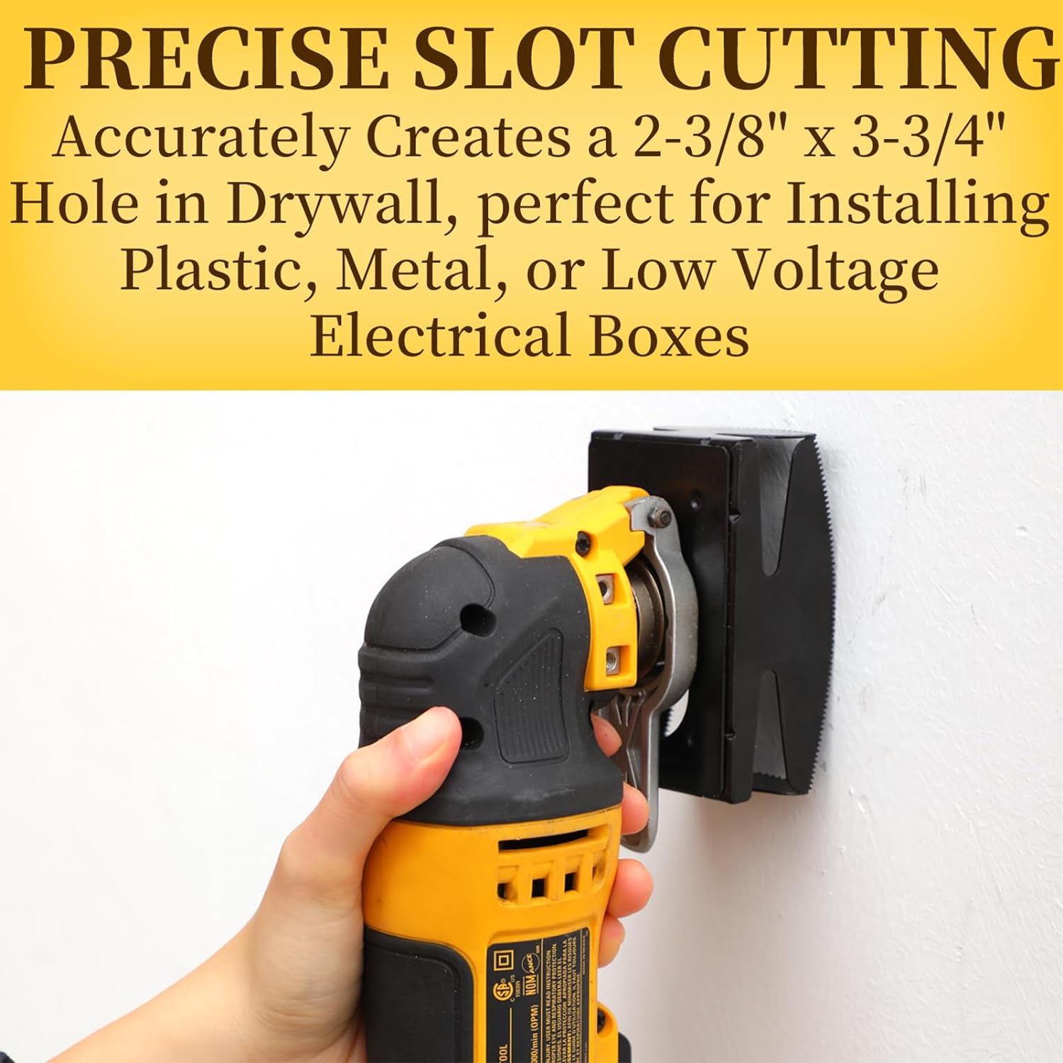 Square Slot Cutter, Stainless Steel Cut Outs, Outlet Square Slot Cutter Box for Oscillating Power Multi-Tools to Cut-in Single Gang Wall Boxes, One Step in Place Slot Cutter for Drywall, Wood - Image 5