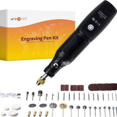 HTVRONT Customizer Engraving Pen Kit - 64 Pcs USB Rechargeable Engraver Pen, Cordless Rotary Engraving Tool, Portable Electric Engraving Pen for Metal, Wood, Glass and Plastic