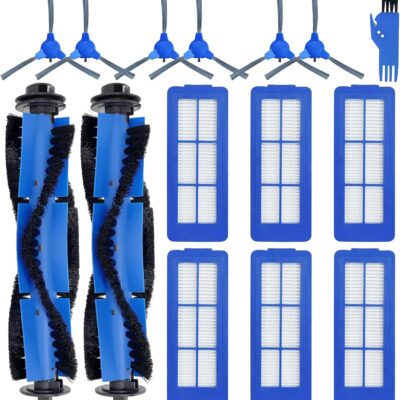 Spare Accessories for eufy 11S Max, 15C Max, 30C Max, G20, G30, G32 Pro Robotic Vacuum Cleaner Replacement Parts Kit, 2 Main Roller Brush, 6 Side Brush, 6 Hepa Filter