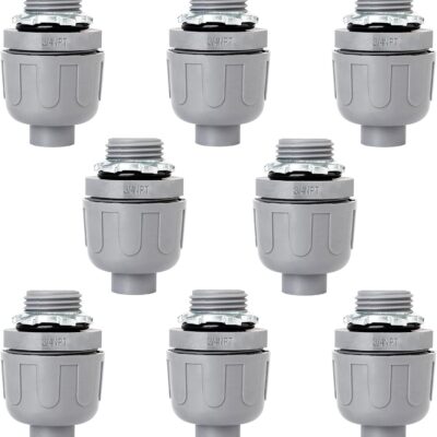 3/4 inch Liquid Tight Connector PVC Flexible Conduit Connector, Straight 180 Degree UL Listed Liquid Tight Connector, Non-Metallic Electrical Conduit Fittings (8 Pack)