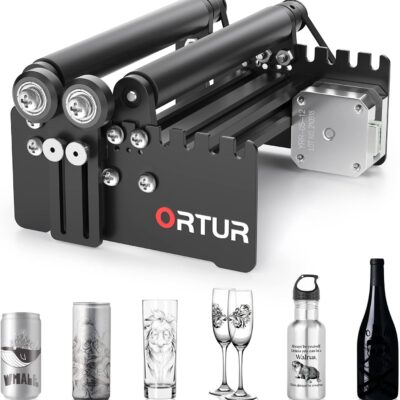 ORTUR Laser Rotary Roller, 360° Laser Engraver Y-axis Rotary Module for Engraving Cylindrical Objects Cans, 7 Adjustment Diameters, Min to 8mm, Compatible with Most Laser Engraving Machines
