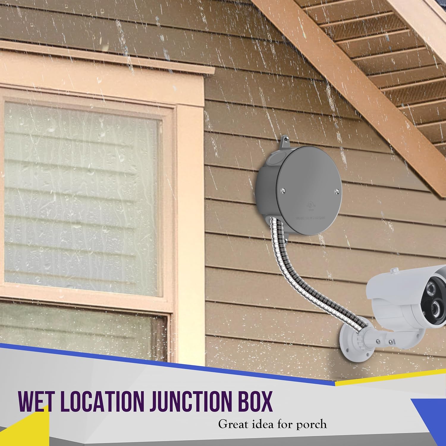 ENERLITES 4” Diameter Round Weatherproof Outlet Box with Five 3/4-in Threaded Outlets, Round Outdoor Electrical Box, 5 Holes 0.75” Each, 2-Gang, 5.4” Height x 4.05” Length x 1.57” Depth, EN4575 Grey - Image 4