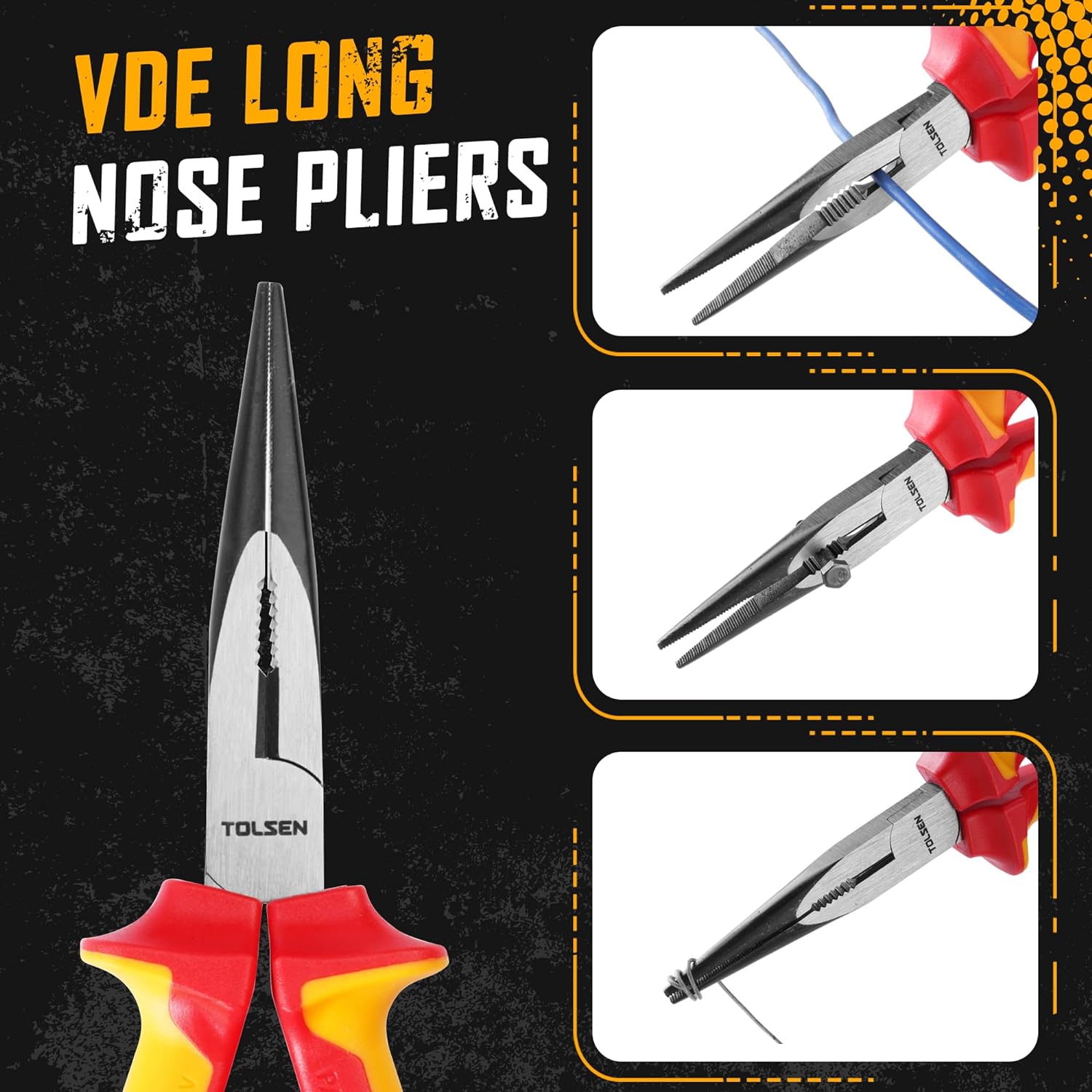 TOLSEN 11-Piece VDE Insulated Set, 1000V Insulated Electrician Tool Set, with Insulated Phillips and Slotted Screwdrivers, Insulated Pliers, and Wire Stripper - Image 4