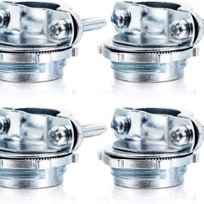Clamp Type Cable Connector for Metallic Conduit Protect Cables Electric Wires Electrical Box Silver Zinc (4 Pieces,3/4 Inch)