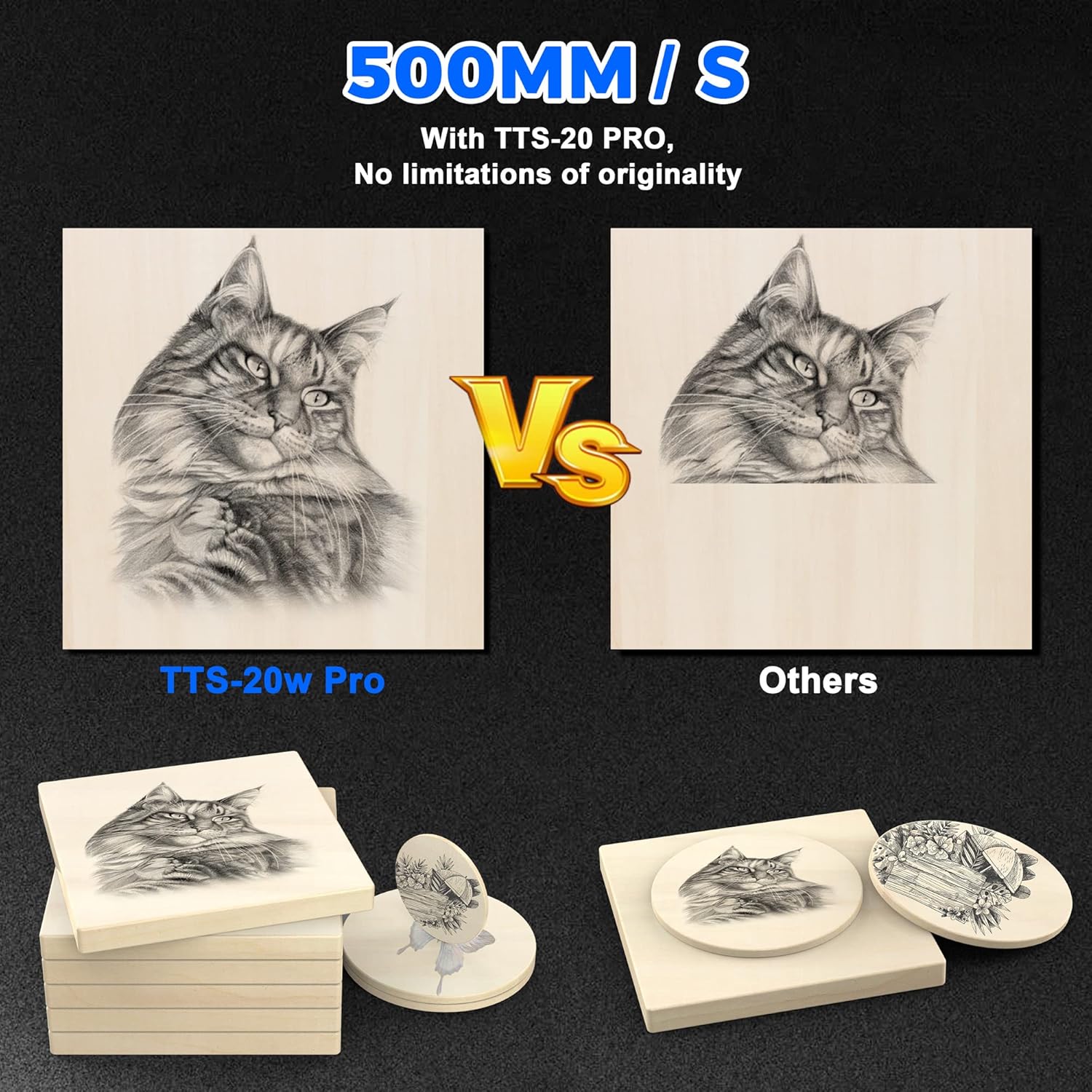 TTS-20 PRO 20000mW Laser Engraver Machine Laser Cutter Laser Cutting Engraving Tool Engraving Machine for Acrylic Wood Metal Aluminum Glass Leather 95% Pre-Installed - Image 5