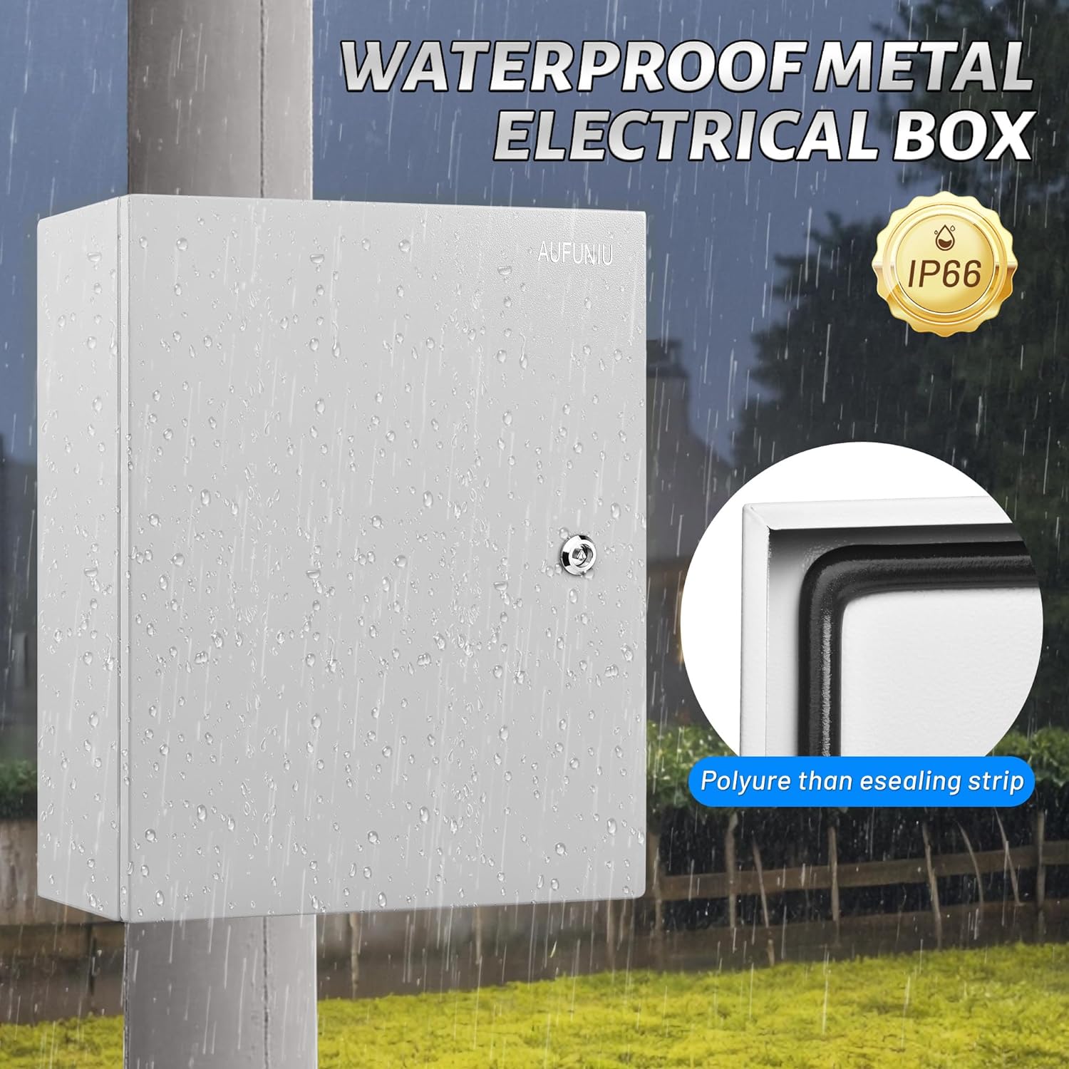 Steel Electrical Junction Box, 16 x 12 x 8" Waterproof & Dustproof Electrical Enclosure, Outdoor & Indoor Universal Project Box with Lock & Mounting Plate - Image 3