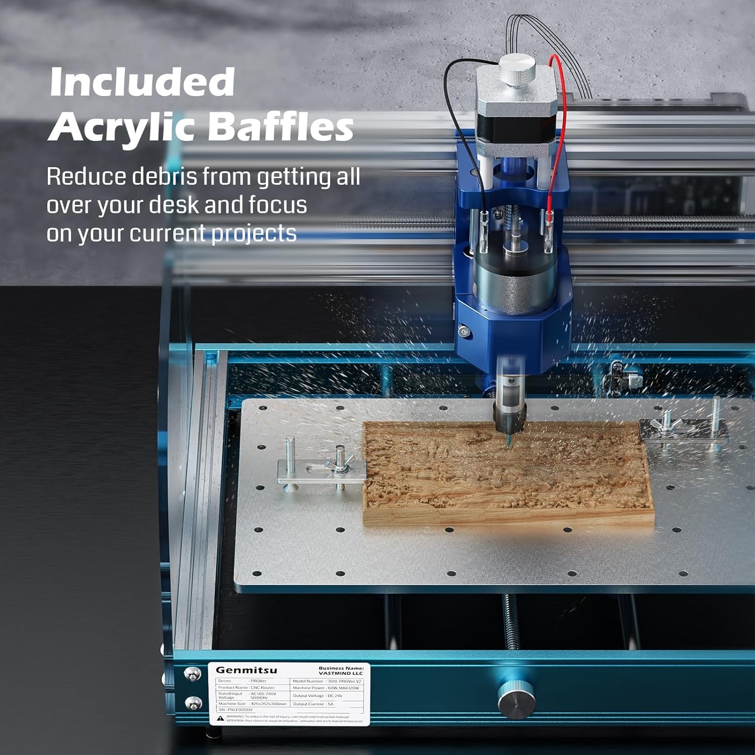 Genmitsu 3018-PROVer V2 CNC Milling Machine, Desktop CNC for Beginner with Limit Switches & Emergency-Stop, Upgraded Z Axis Aluminum Spoilboard, Working Area 284 x 180 x 40mm (11.2 x 7.1 x 1.6 inches) - Image 4