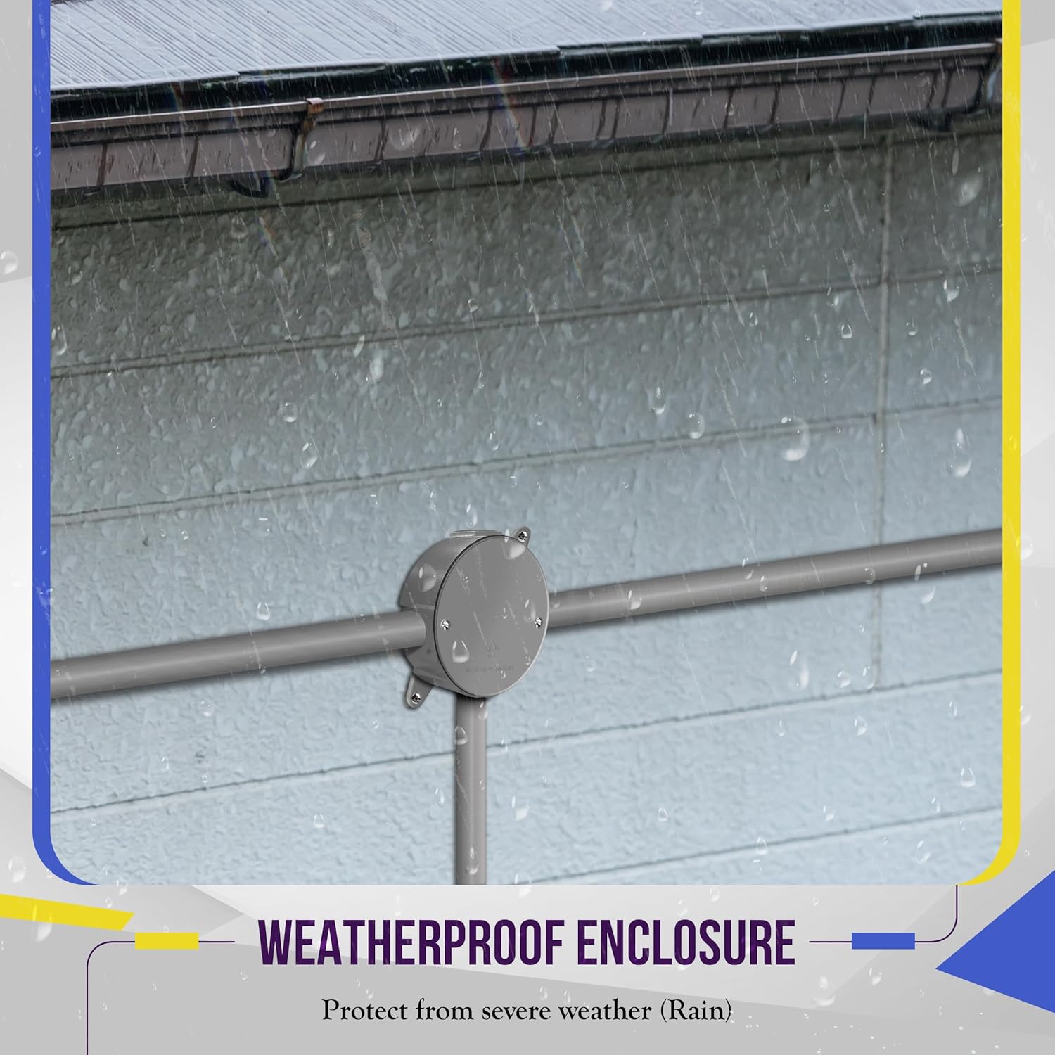 ENERLITES 4” Diameter Round Weatherproof Outlet Box with Five 3/4-in Threaded Outlets, Round Outdoor Electrical Box, 5 Holes 0.75” Each, 2-Gang, 5.4” Height x 4.05” Length x 1.57” Depth, EN4575 Grey - Image 6