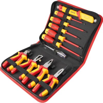 TOLSEN 11-Piece VDE Insulated Set, 1000V Insulated Electrician Tool Set, with Insulated Phillips and Slotted Screwdrivers, Insulated Pliers, and Wire Stripper