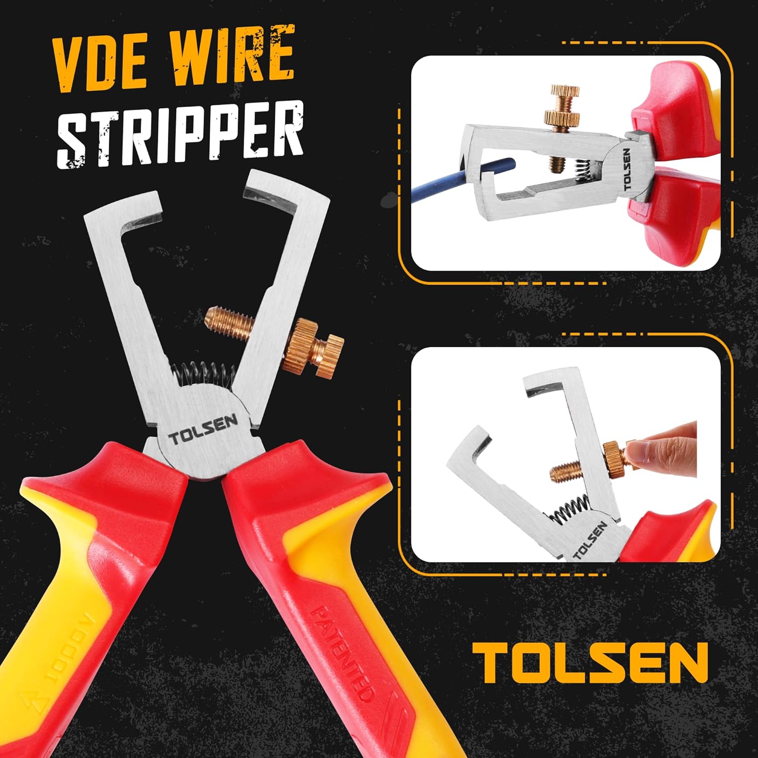 TOLSEN 11-Piece VDE Insulated Set, 1000V Insulated Electrician Tool Set, with Insulated Phillips and Slotted Screwdrivers, Insulated Pliers, and Wire Stripper - Image 3