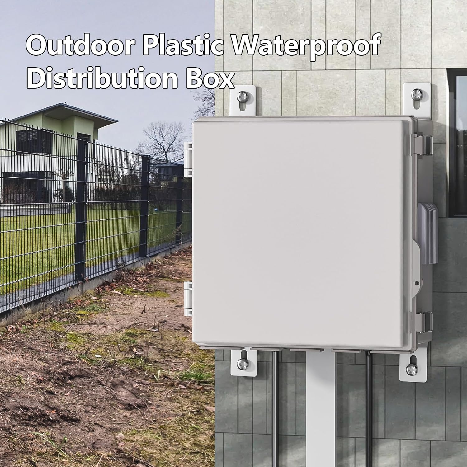 Electrical Junction Box, Ventilated Design, Cable Grommets, Indoor/Outdoor Use with Mounting Panel & Hinged Cover. Waterproof IP 65. (Grey Cover, 13"x13"x5.1") - Image 5