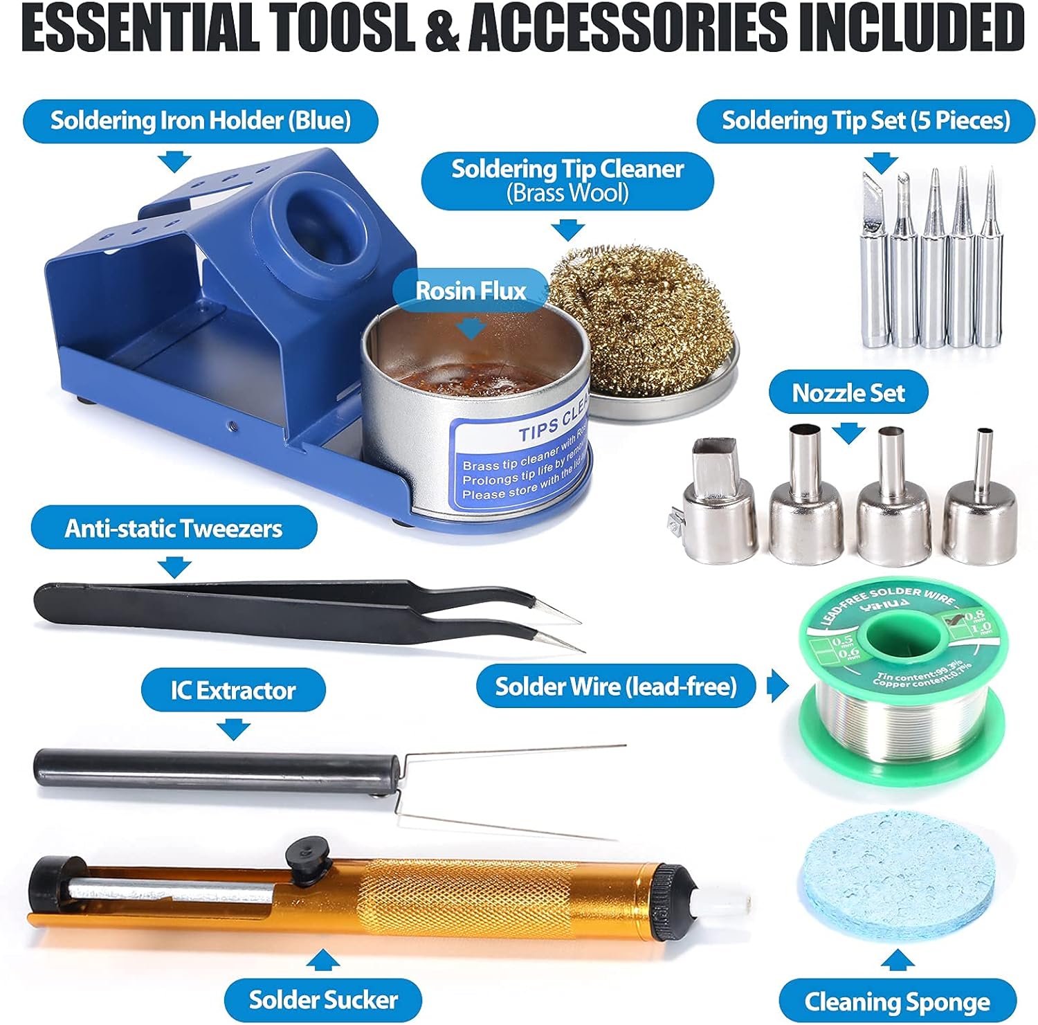 YIHUA 862BD+ SMD ESD Safe 2 in 1 Soldering Iron Hot Air Rework Station °F /°C with Multiple Functions - Image 5