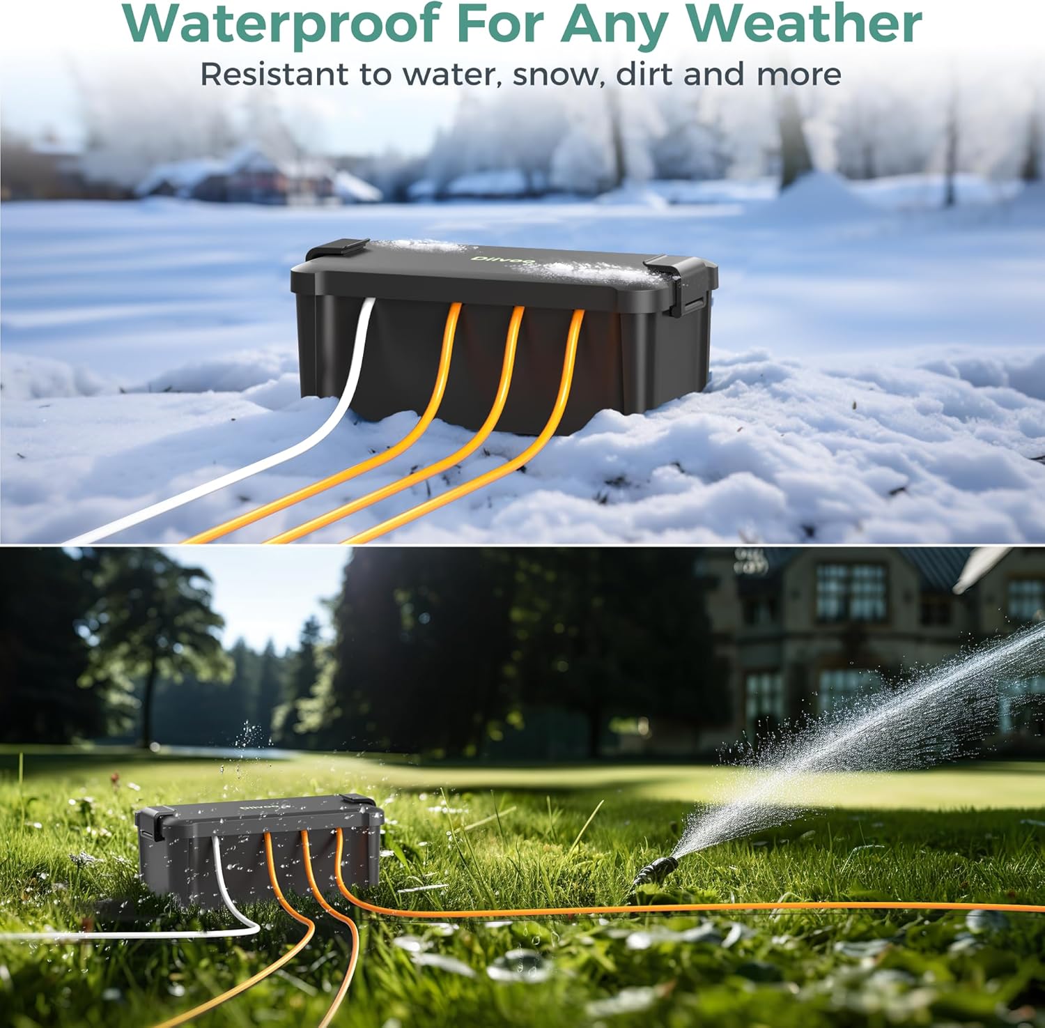 Diivoo Medium Outdoor Electrical Box Waterproof, Weatherproof Extension Cord Cover, Outdoor Plug Cover, Outdoor Extension Cord Box, Black - Image 3