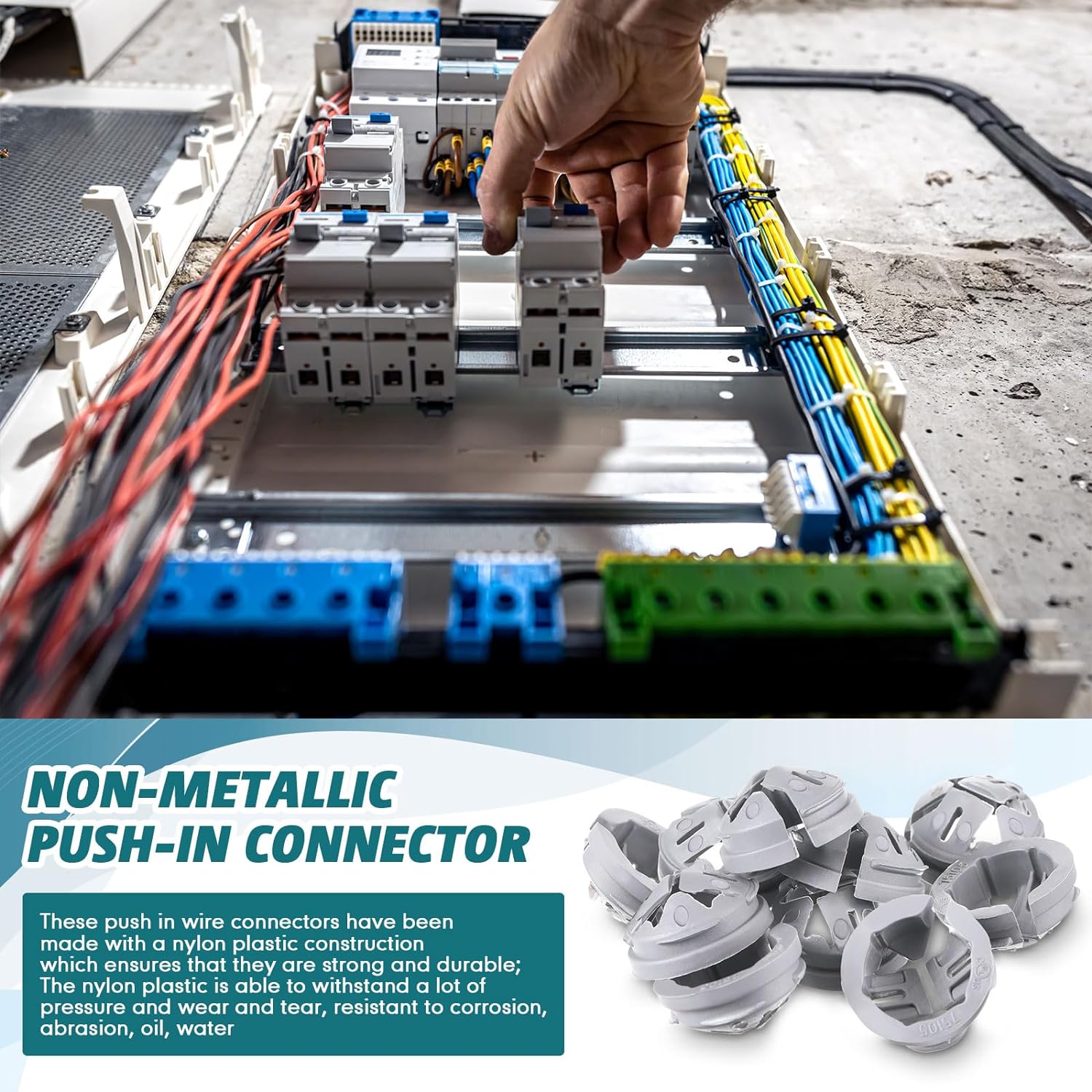 Sintuff 120 Pcs 3/8 In. - 1/2 In. Non Metallic Button Push-in Bulk Connector Gray NM Cable Connector Electrical Conduit Fittings Fits for 1/2 Inch Knockouts - Image 5