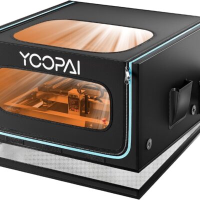 Laser Engraver Enclosure with Ventilation Kit and LED Light, Fully Enclosed Laser Engraving Machine Cover Tent, Isolates Smoke and Odor, Dustproof, Fireproof, Enlarge Size For Most Laser Cutter