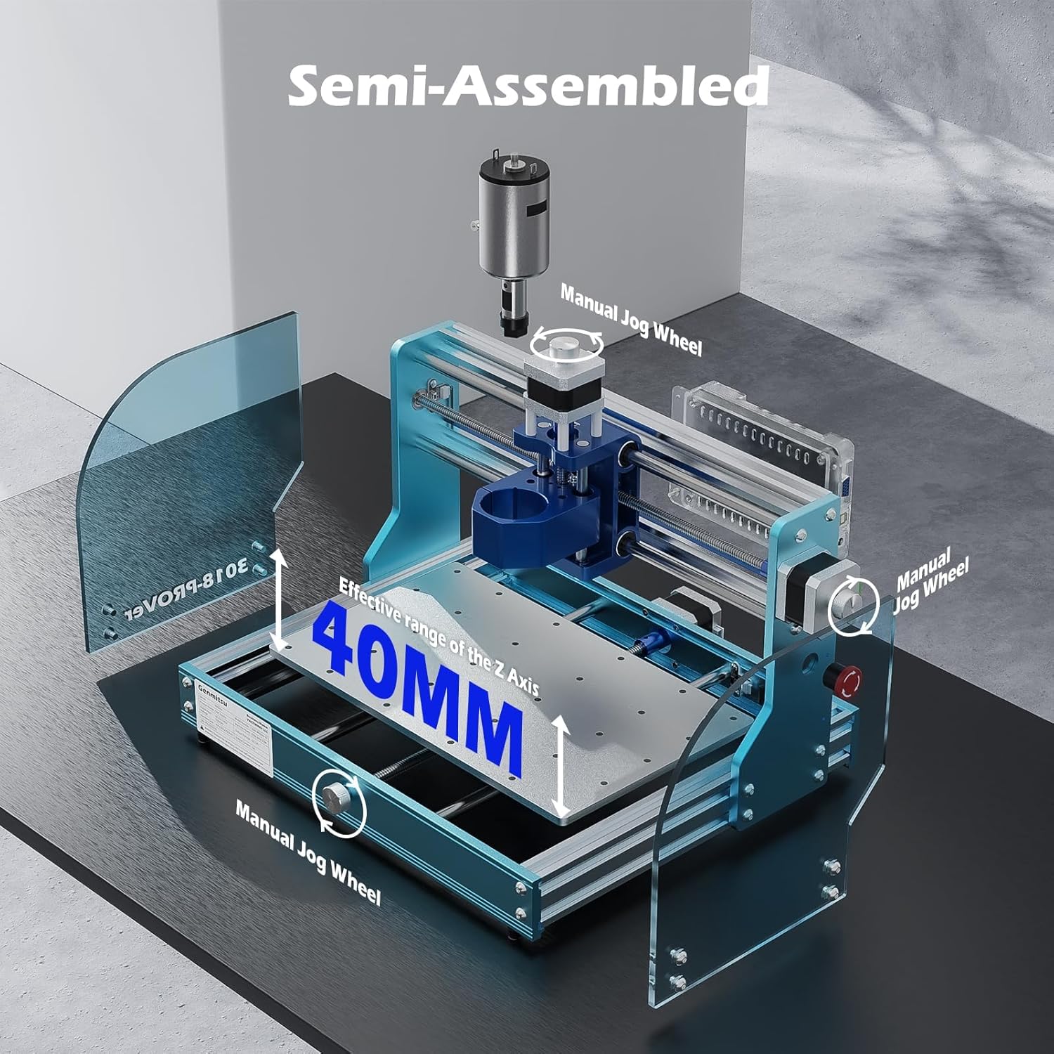 Genmitsu 3018-PROVer V2 CNC Milling Machine, Desktop CNC for Beginner with Limit Switches & Emergency-Stop, Upgraded Z Axis Aluminum Spoilboard, Working Area 284 x 180 x 40mm (11.2 x 7.1 x 1.6 inches) - Image 6