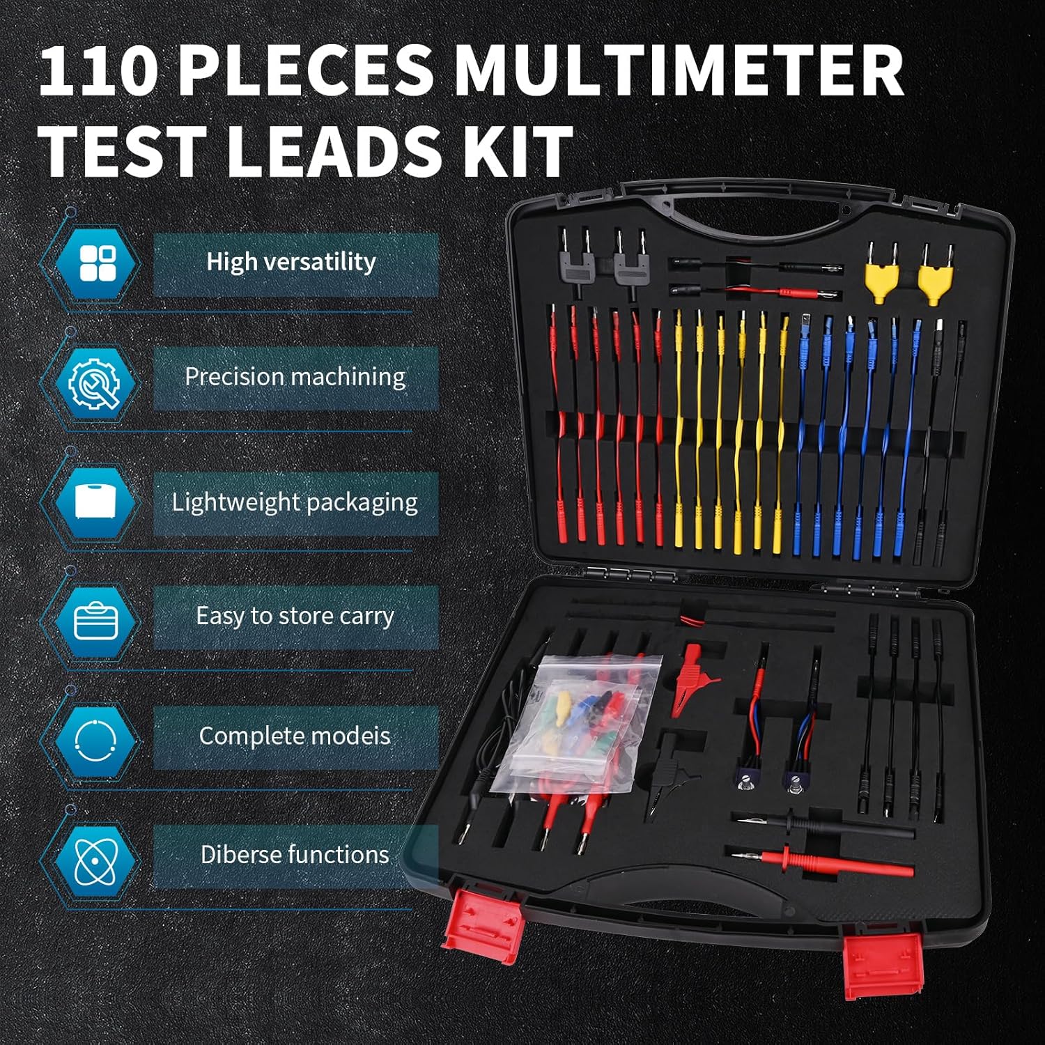 RESHY 110PCS Automotive Circuit Test Lead Kit, Multimeter Leads Kit,Multi Function Auto Diagnostic Tools with Power Back Probes Test Lead Set Wire Connectors Set - Image 2