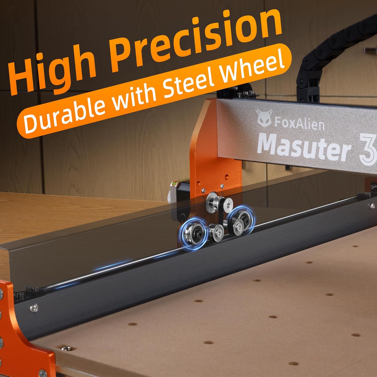 FoxAlien CNC Router Machine Masuter 3 with Steel Wheels, 3-Axis Engraving Milling Machine 15.75” x 15.75” x 3.74” Working Area for Wood Acrylic MDF Nylon Carving Cutting - Image 2