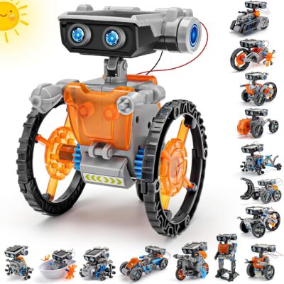 Sillbird STEM 15-in-1 Solar Robots Toys for Boys Age 8-13, Solar or Battery Dual Power Drive DIY Building Science Education Kits, Birthday Gifts for Boys and Girls Aged 8 9 10 11 12 13 14 Years Old