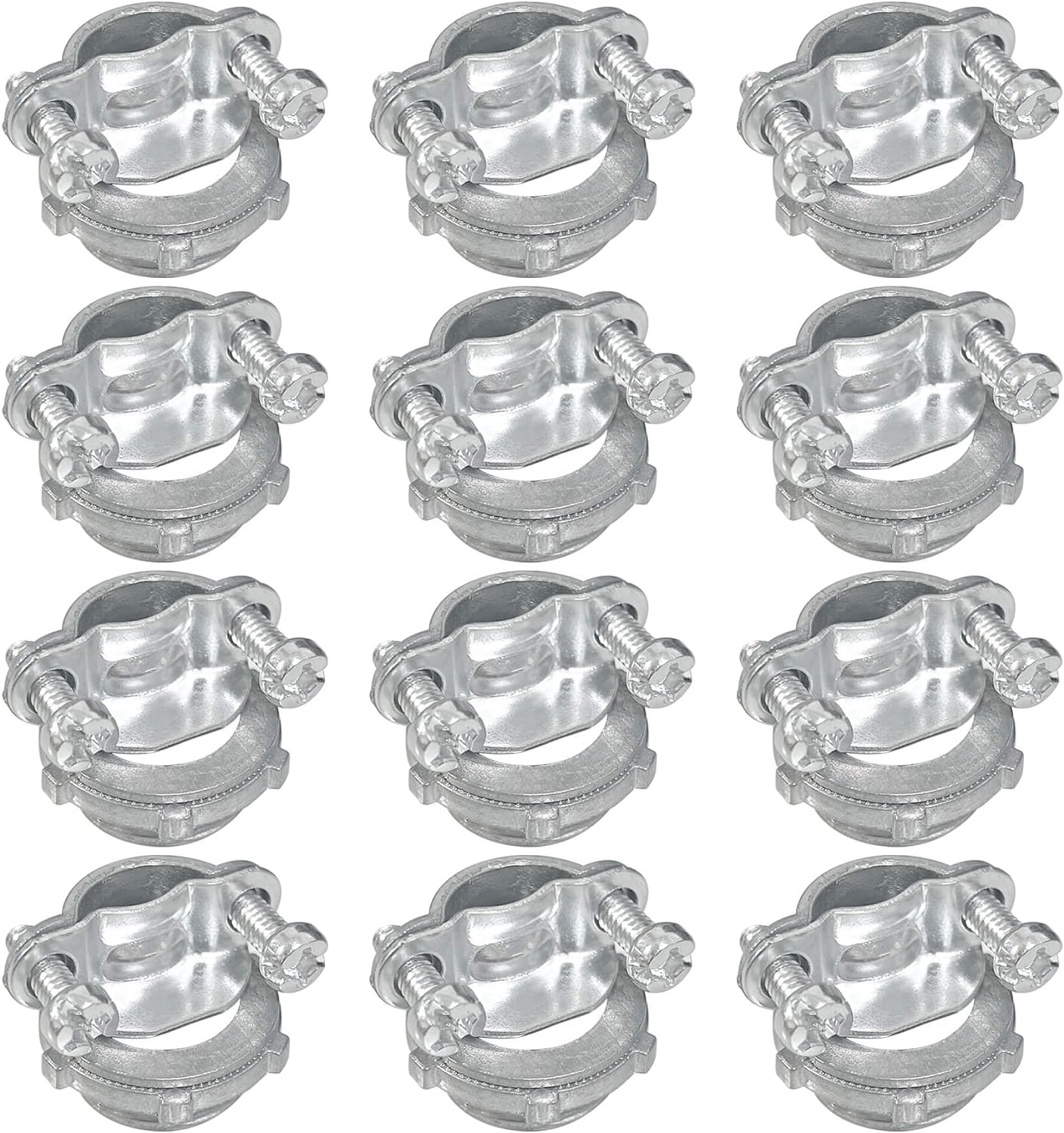 12 Packs 1/2" NM Clamp Type Cable Connectors, Clamp Type Connector for Metallic Conduit Protect Cables, Zinc