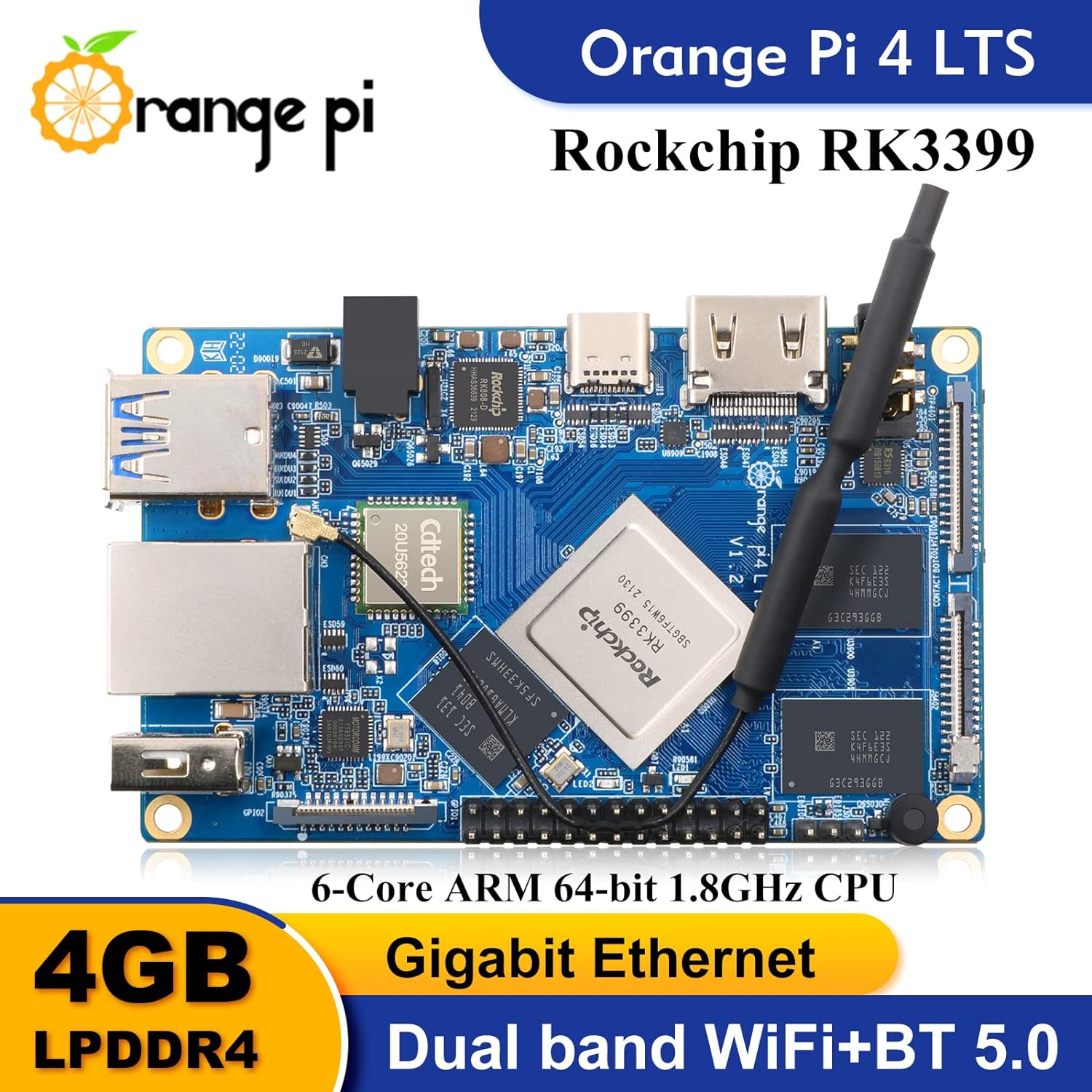 4 LTS 4GB LPDDR4 Rockchip RK3399 Six Core ARMR 64 Bit with 16GB EMMC Flash, Single Board Computer Run Android, Ubuntu, Debian OS (Pi 4 LTS 4GB +16GB EMMC) - Image 5