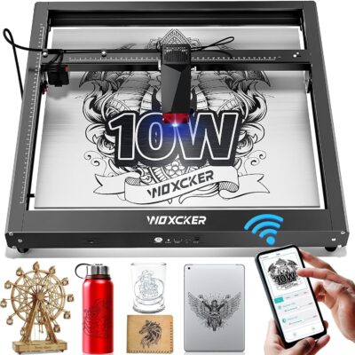 Laser Engraver, JL7 60W Laser Cutter 10W Output and Laser Engraver and Laser Cutter Machine APP Supported, 0.01mm High Accuracy High Speed 400 * 400mm Size for Wood and Metal Leather Acrylic Glass