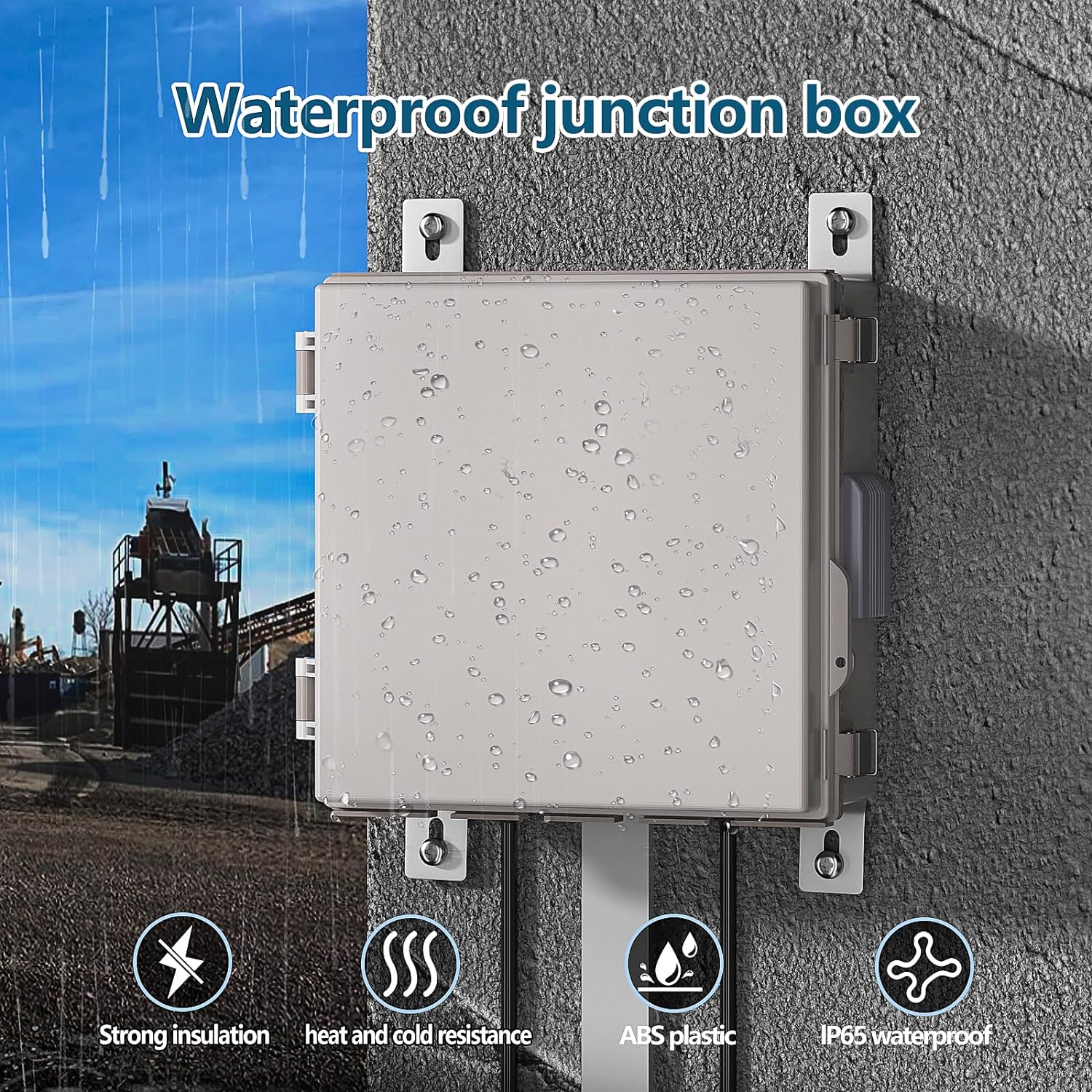 Electrical Junction Box, Ventilated Design, Cable Grommets, Indoor/Outdoor Use with Mounting Panel & Hinged Cover. Waterproof IP 65. (Grey Cover, 13"x13"x5.1") - Image 3