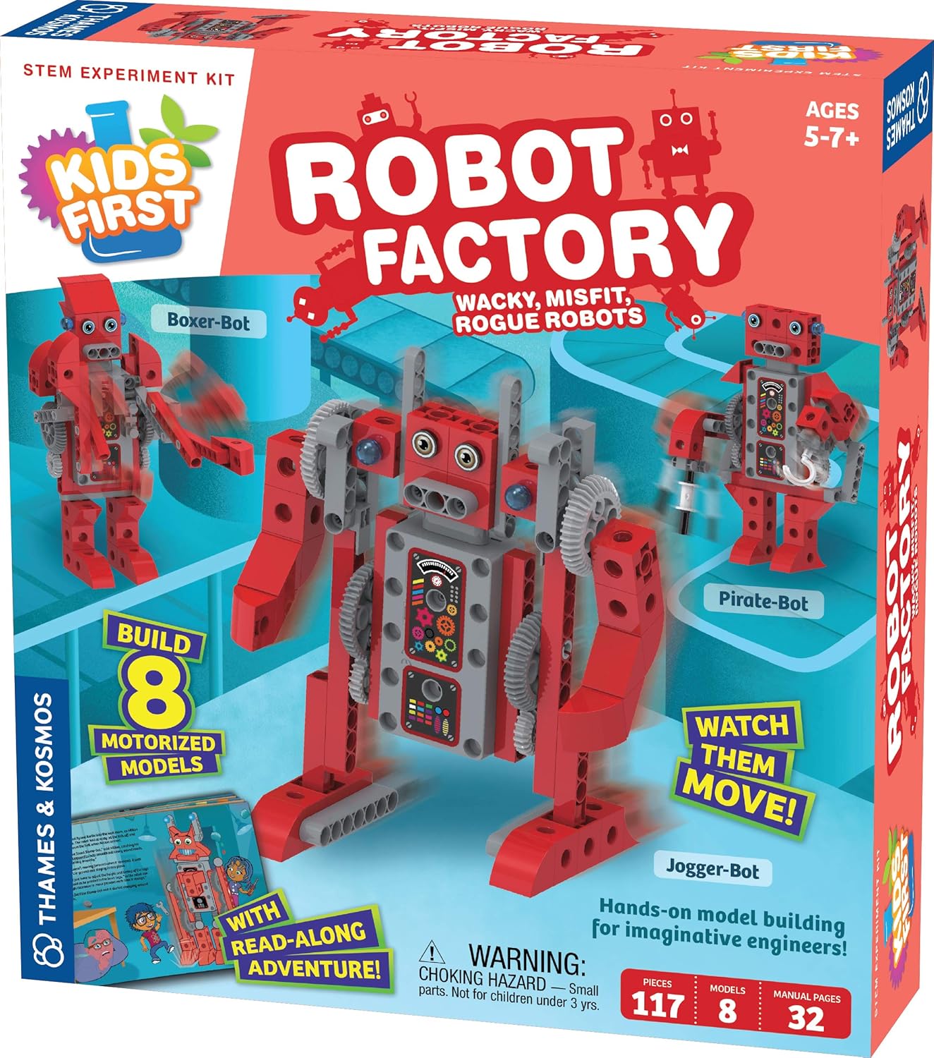 Thames & Kosmos Kids First Robot Factory: Wacky, Misfit, Rogue Robots STEM Experiment Kit | Hands-on Model Building for Young Engineers | Build 8 Motorized Robots | Play & Learn with Storybook Manual