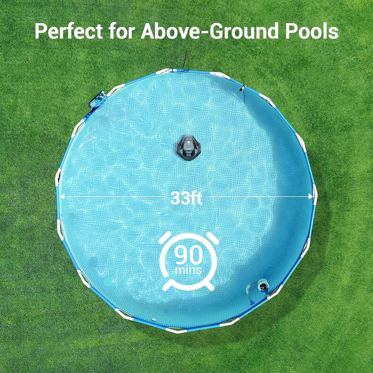 AIPER Cordless Robotic Pool Cleaner, Pool Vacuum with Dual-Drive Motors, Self-Parking Technology, Lightweight, Perfect for Above-Ground/In-Ground Flat Pools up to 40 Feet (Lasts 90 Mins) - Image 5