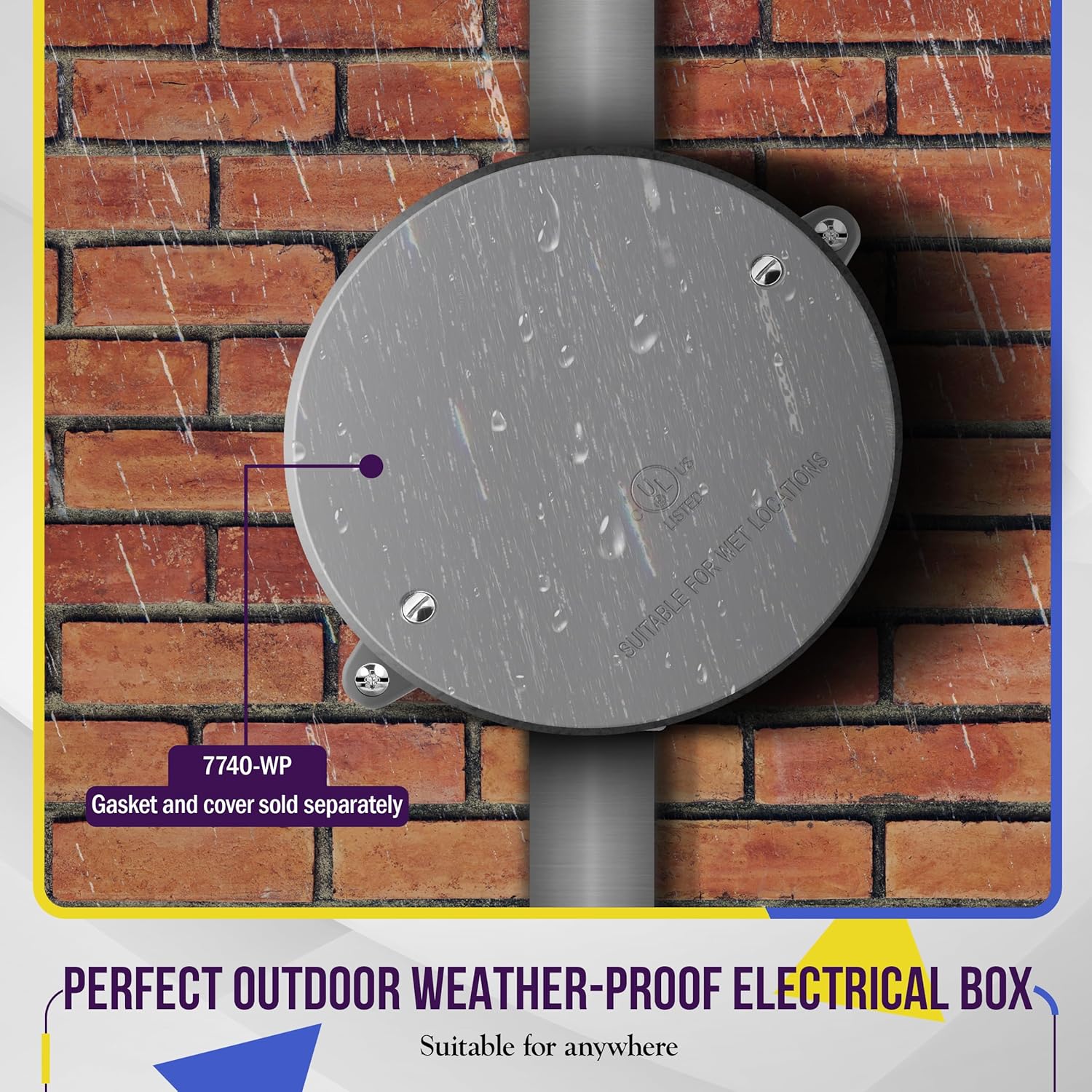 ENERLITES 4” Diameter Round Weatherproof Outlet Box with Five 3/4-in Threaded Outlets, Round Outdoor Electrical Box, 5 Holes 0.75” Each, 2-Gang, 5.4” Height x 4.05” Length x 1.57” Depth, EN4575 Grey - Image 3
