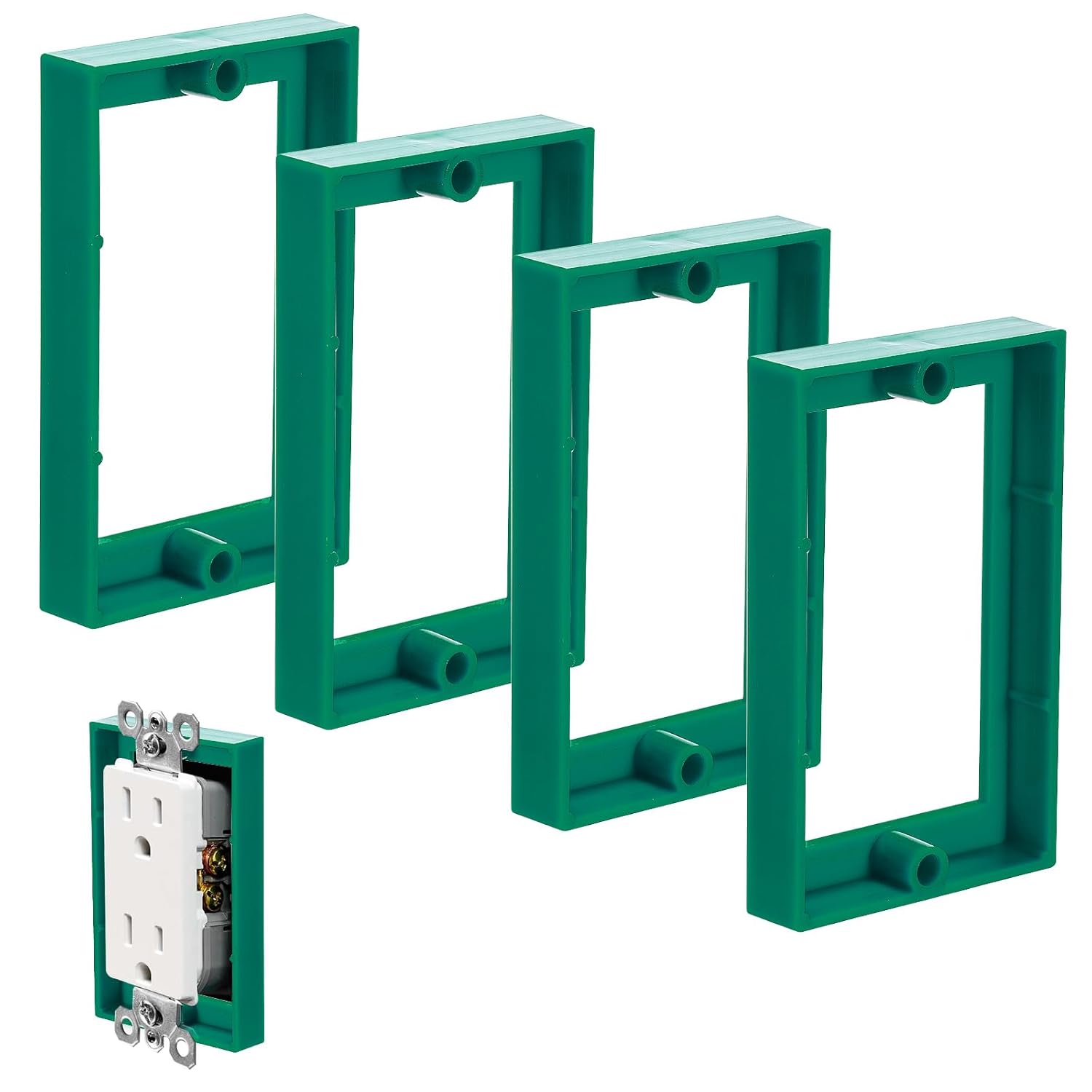 4pcs Single Gang Outlet Box Extender, 1/2 Inch Electrical Outlet Extender Receptacle Extender Outlet Extension Wall Socket Box for Electrical Box and Electrical Outlet Switches (Green)