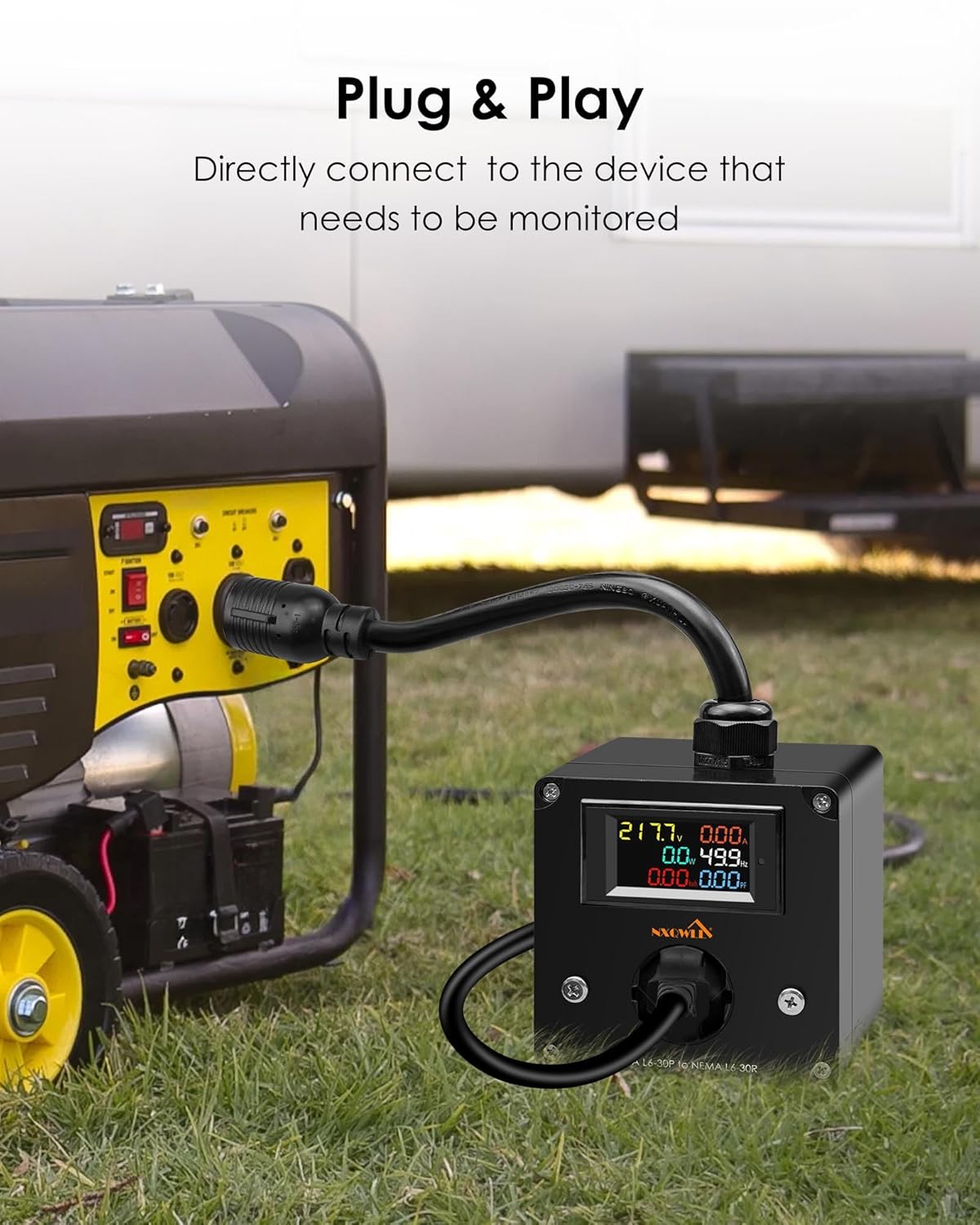 30A AC Power Meter, 240V L6-30P to L6-30R LCD Display Digital Multimeter Tester with 1.65FT 10AWG Cable, Outlet Monitor Multifunction Energy Monitor Voltage Current Frequency Power Factor - Image 6