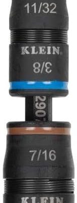 Klein Tools 32907 Impact Driver, 7-in-1 SAE Impact Socket Set, Flip Socket Set with 1/4, 5/16, 11/32, 3/8, 7/16 and 1/2-Inch Nut Driver Sizes and 1/4-Inch Bit Holder, 5-Inch Shaft